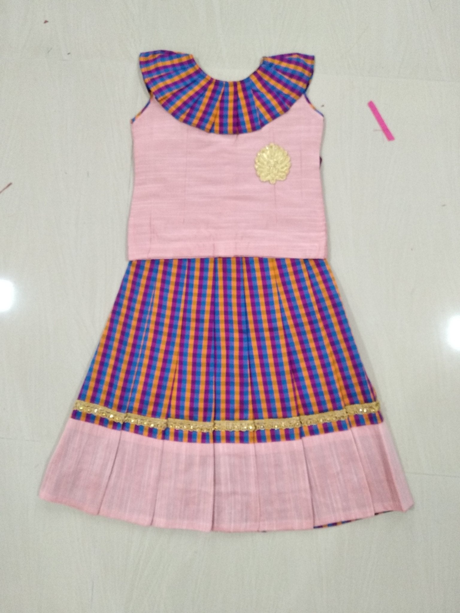 Prince N Princess Pink with Multicolour Pattu Pavadai PPP576 - Prince N Princess