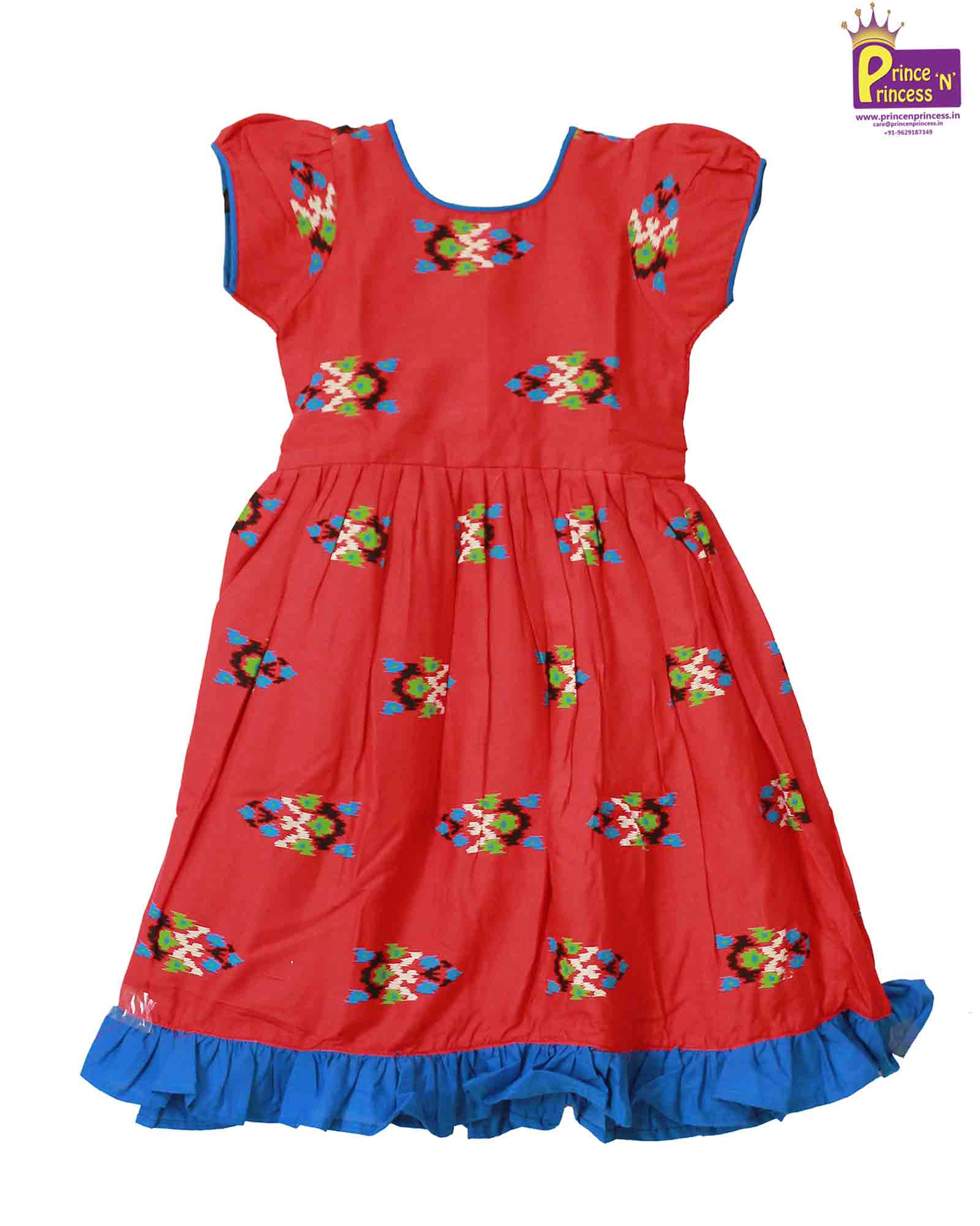 Prince N Princess Red Cotton Frock CF136 - Prince N Princess