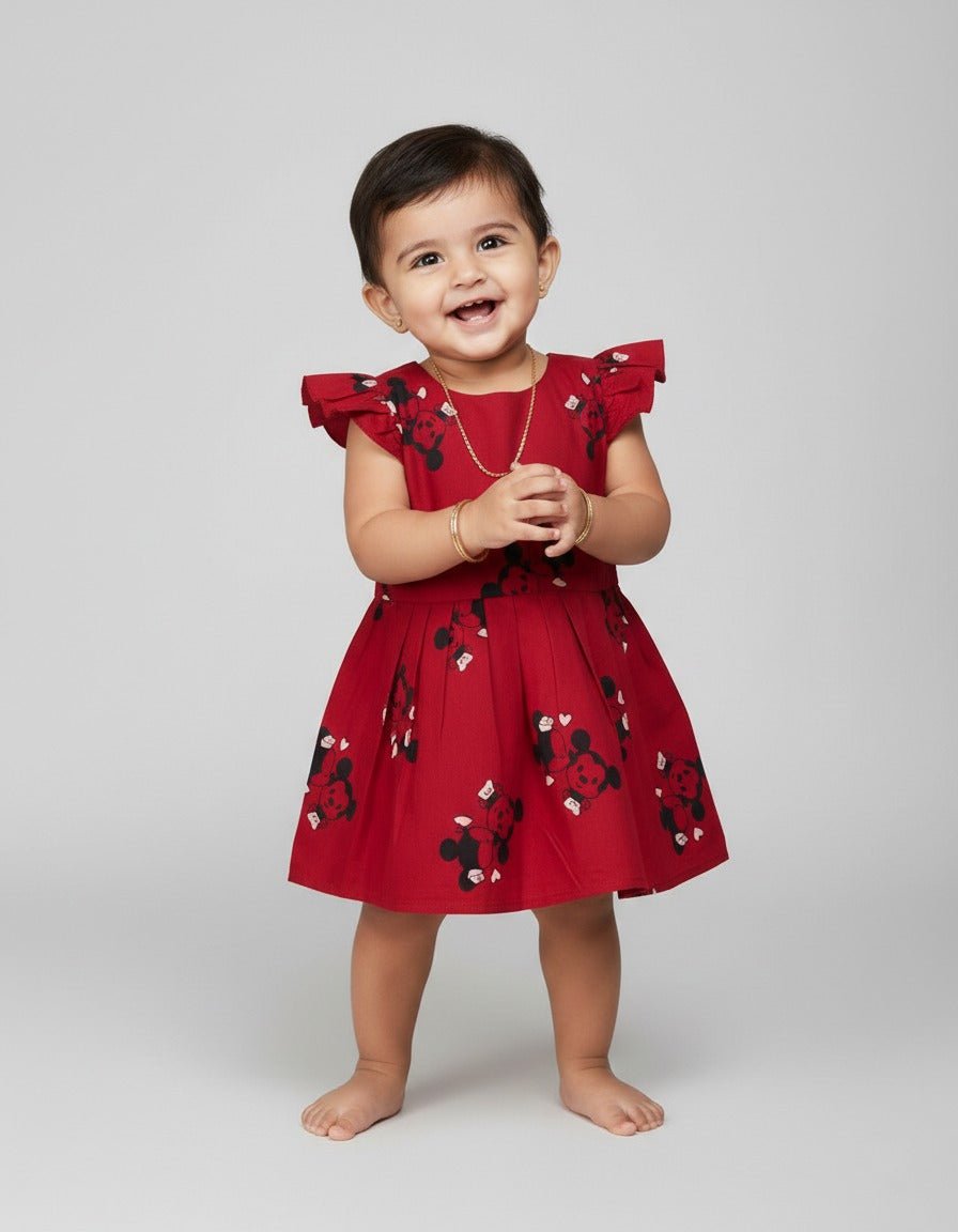 Prince N Princess Red Cotton Frock CF204 - Prince N Princess