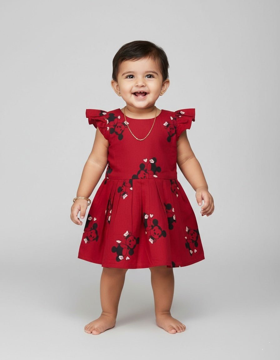 Prince N Princess Red Cotton Frock CF204 - Prince N Princess