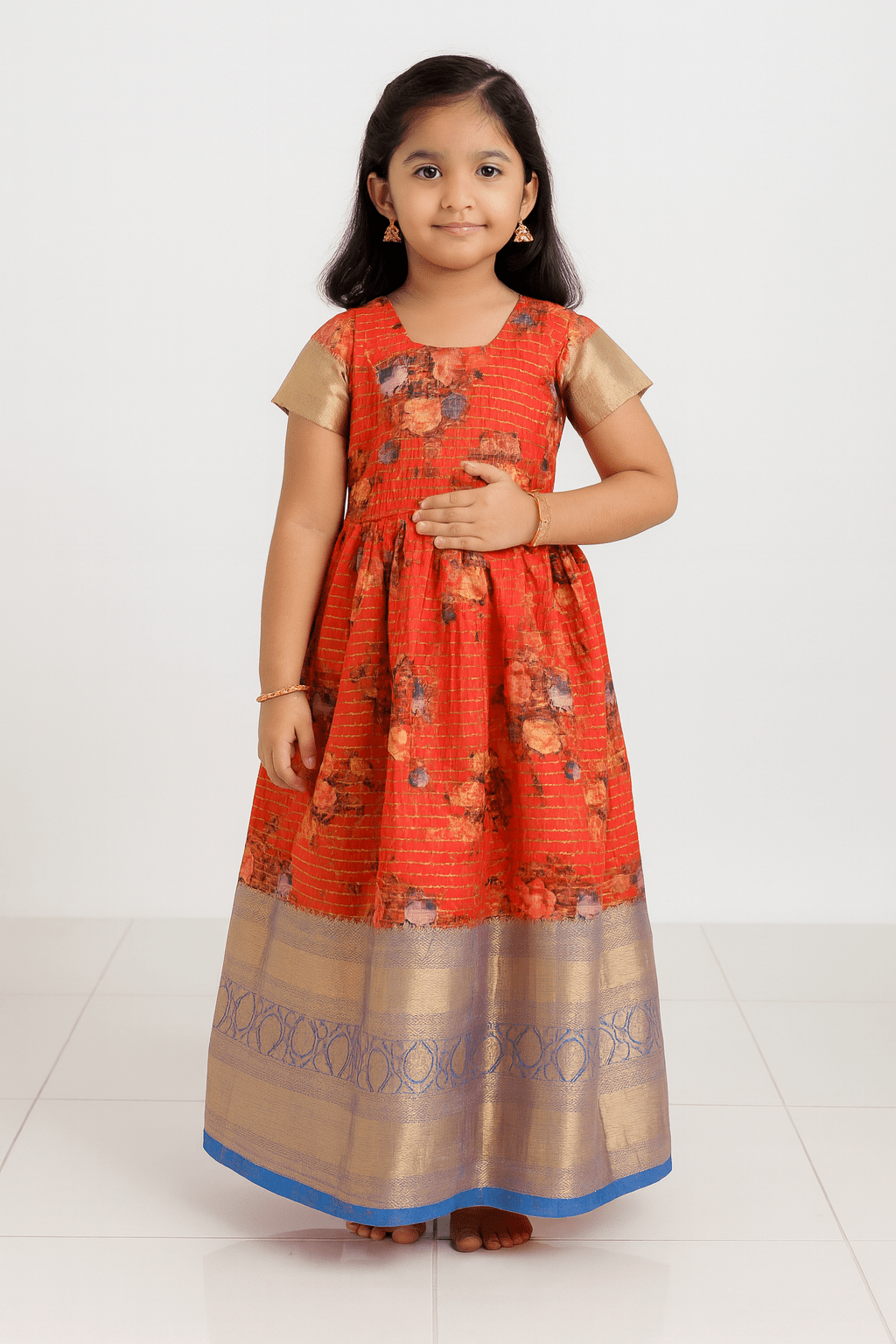 Prince N Princess Red Organza Check Gown PG222 - Prince N Princess