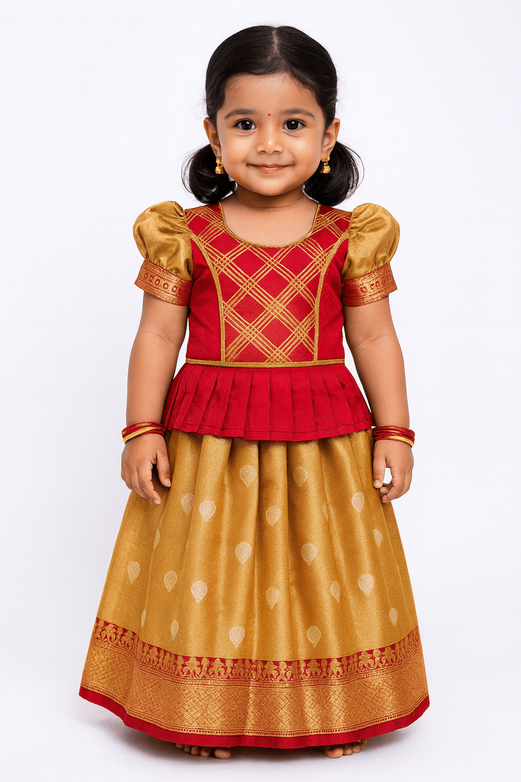 Prince N Princess Red Tissue Pattu Pavadai PPP1166 - Prince N Princess