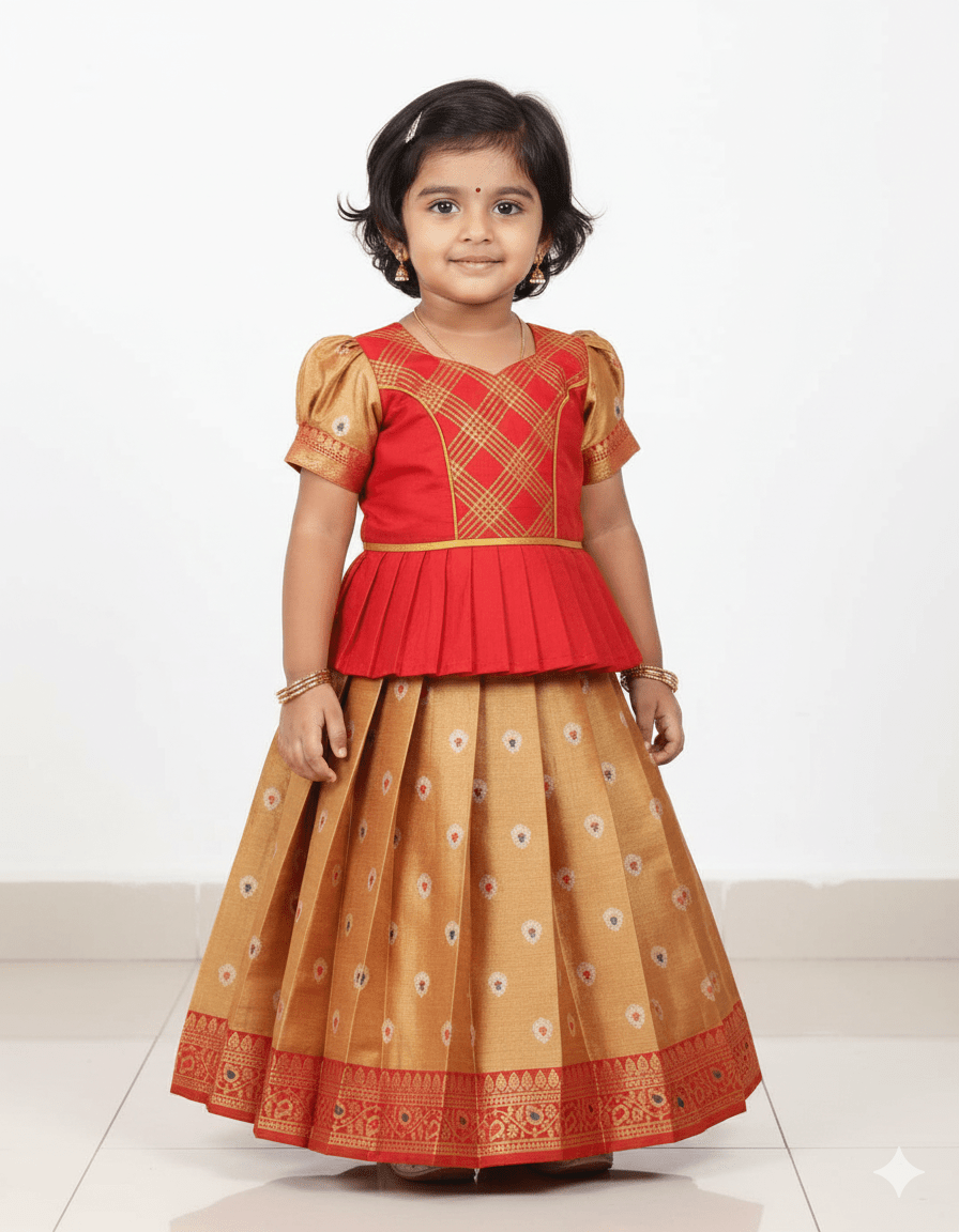 Prince N Princess Red Tissue Pattu Pavadai PPP1166 - Prince N Princess