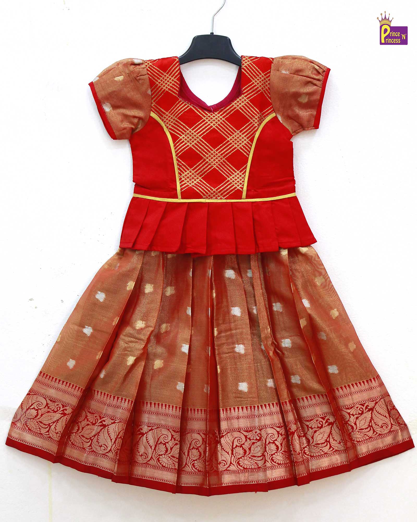 Prince N Princess Red Tissue Pattu Pavadai PPP1309 - Prince N Princess