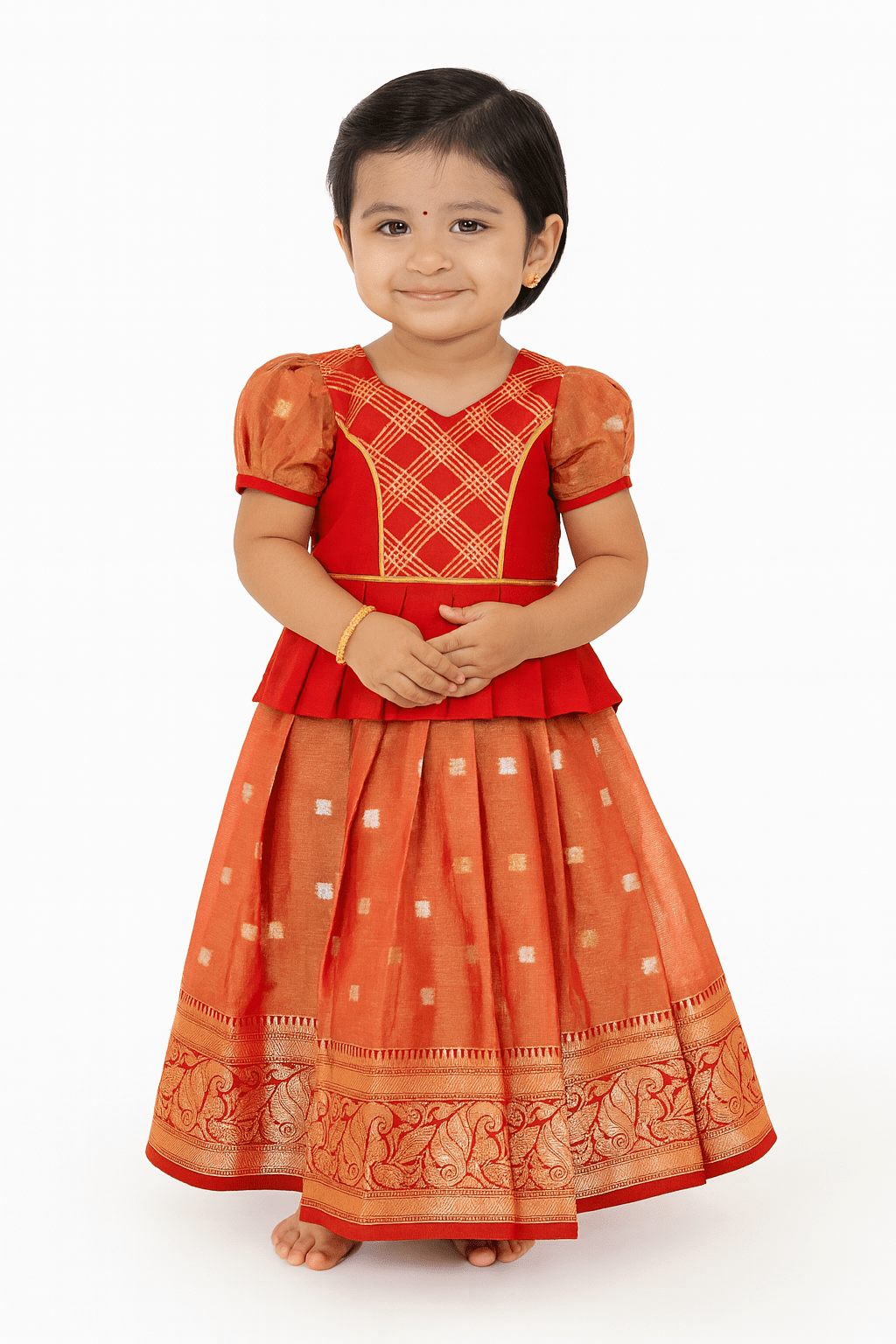 Prince N Princess Red Tissue Pattu Pavadai PPP1309 - Prince N Princess