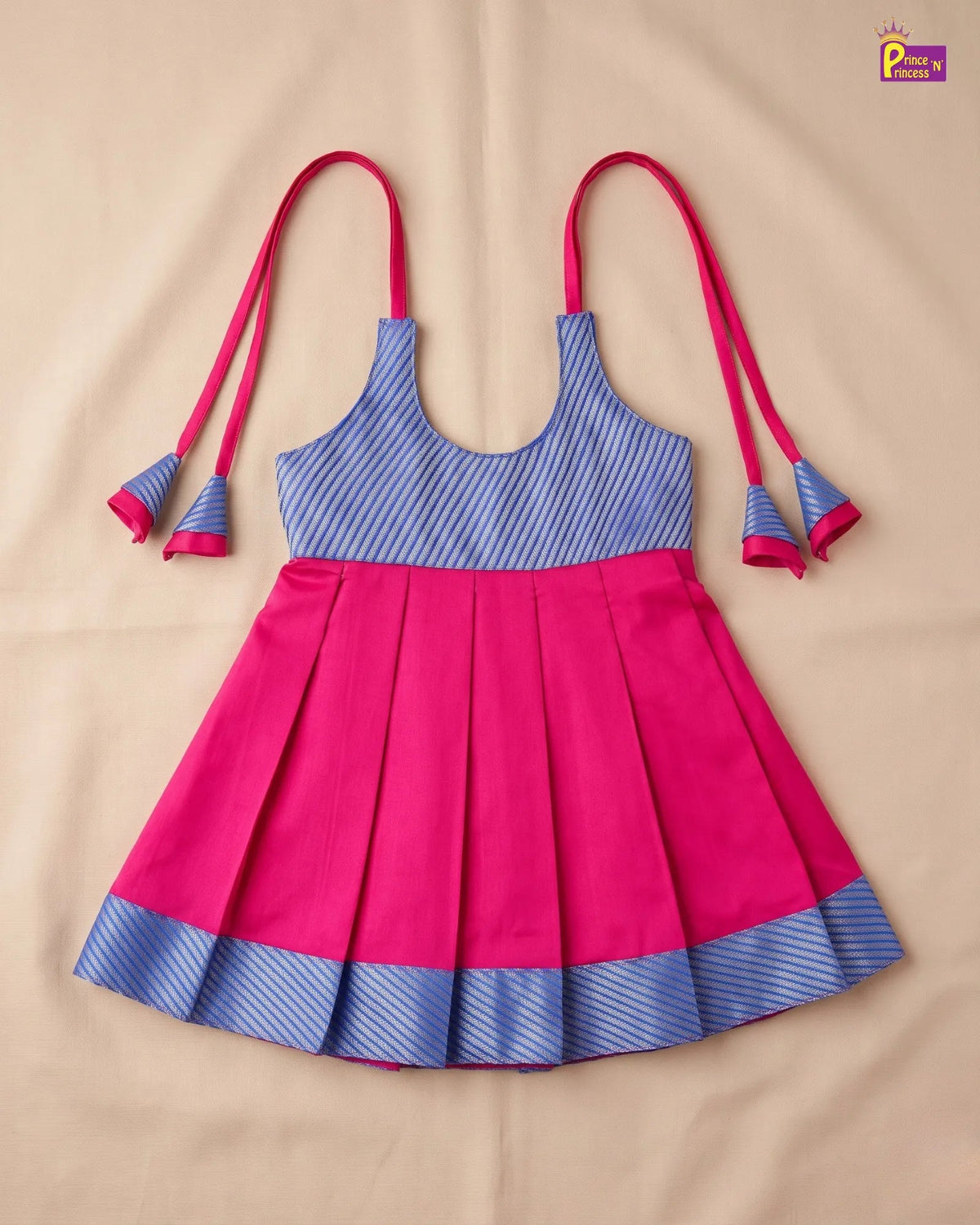 Rani Pink Raw Silk Newborn Lakshana Frock - First Outing Wear LF2087 for kids festival wear