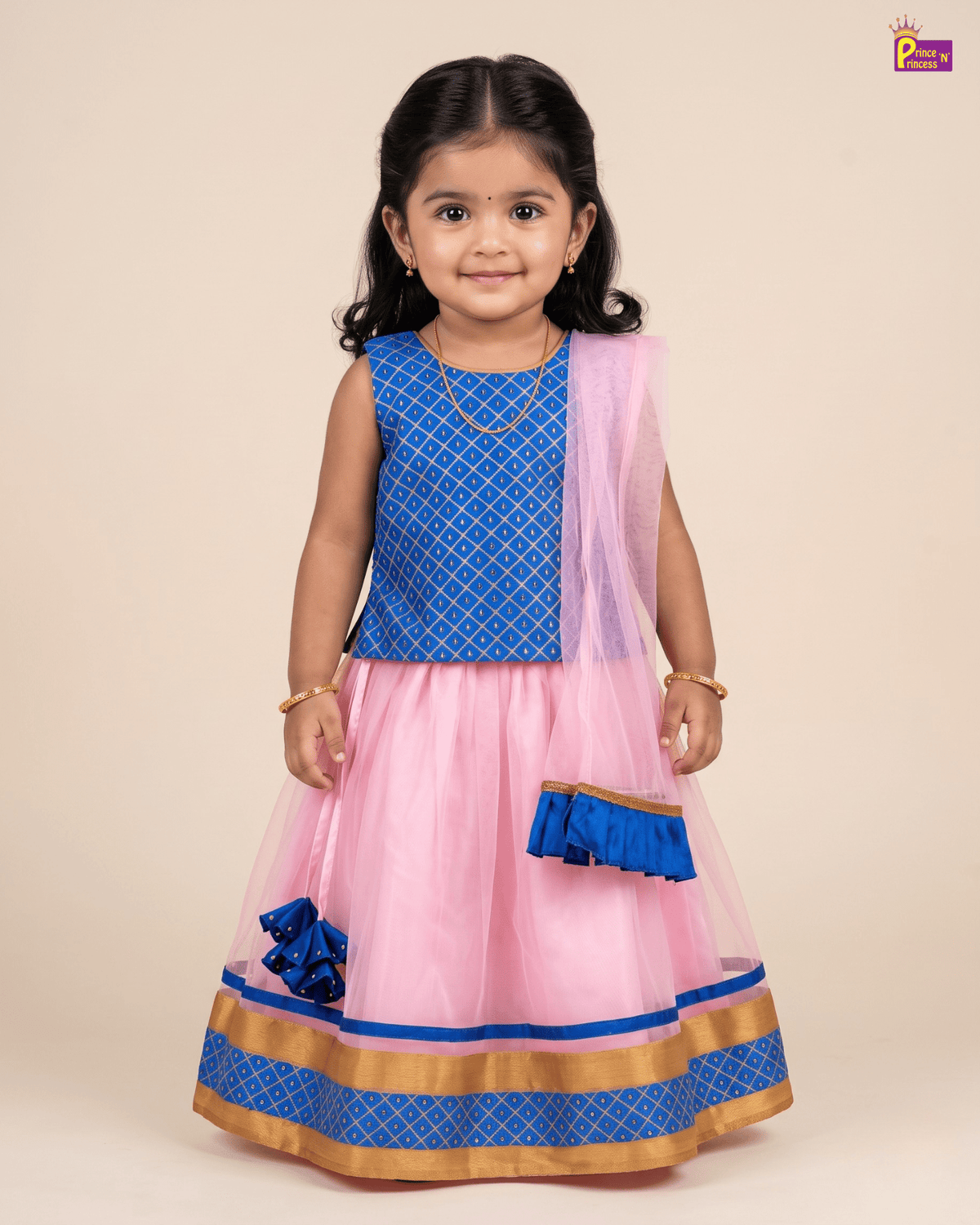 Royal Blue & Baby Pink Lehenga Choli for Girls | Festive Ethnic Wear LC145 for kids festival wear