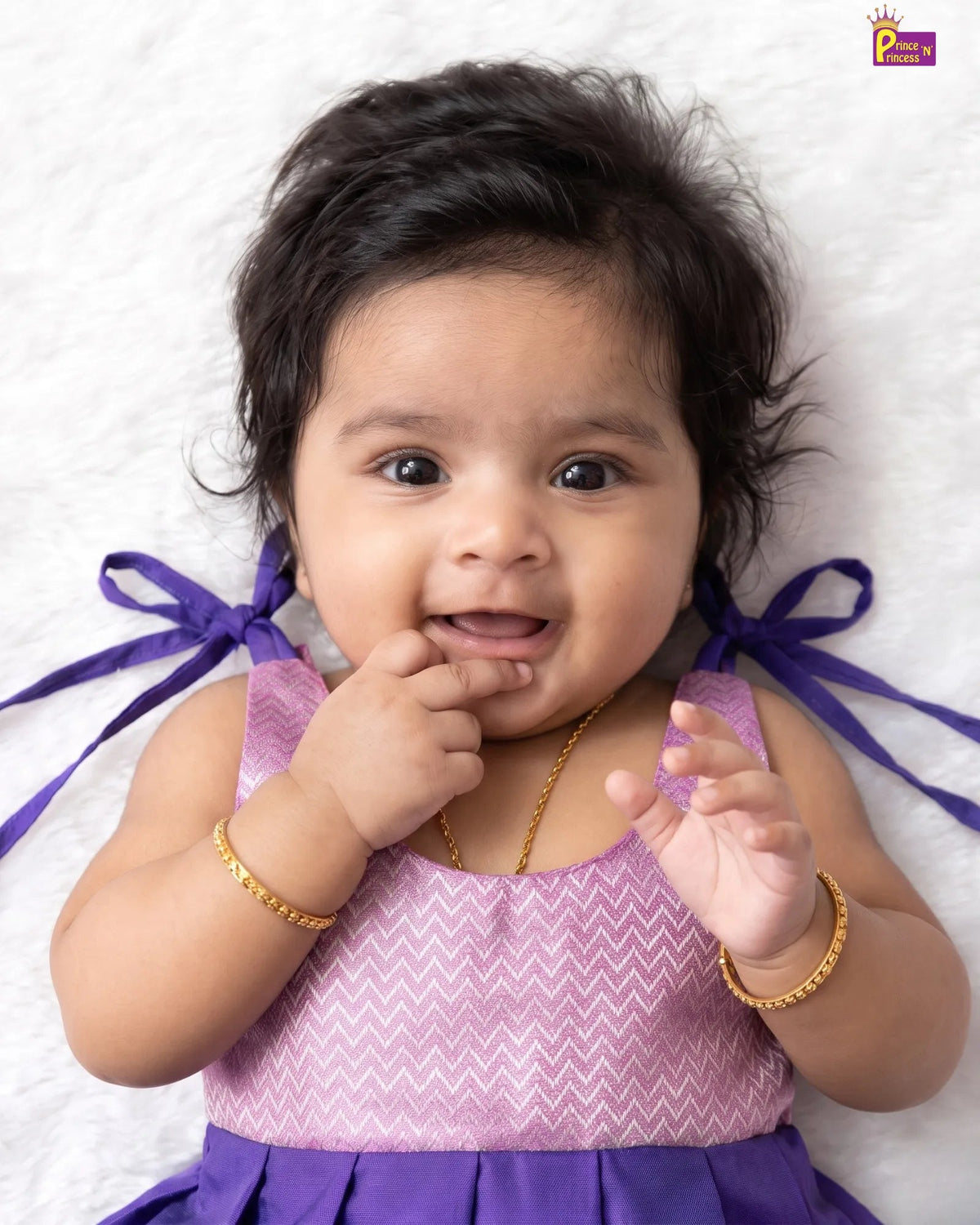 Royal Purple Raw Silk Newborn Lakshana Frock - Light Silk Dress LF2089 for kids festival wear