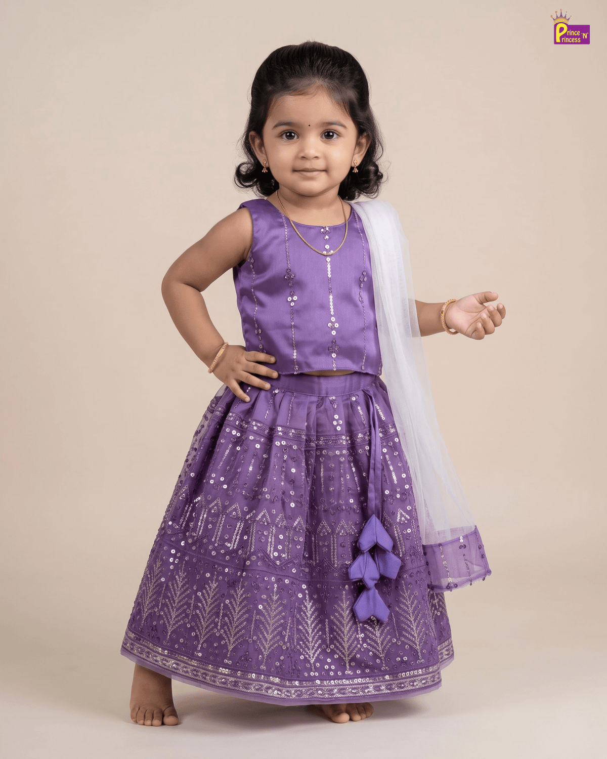 Royal Purple Sequin Designer Lehenga Choli with Net Dupatta for Girls LC303 for kids festival wear