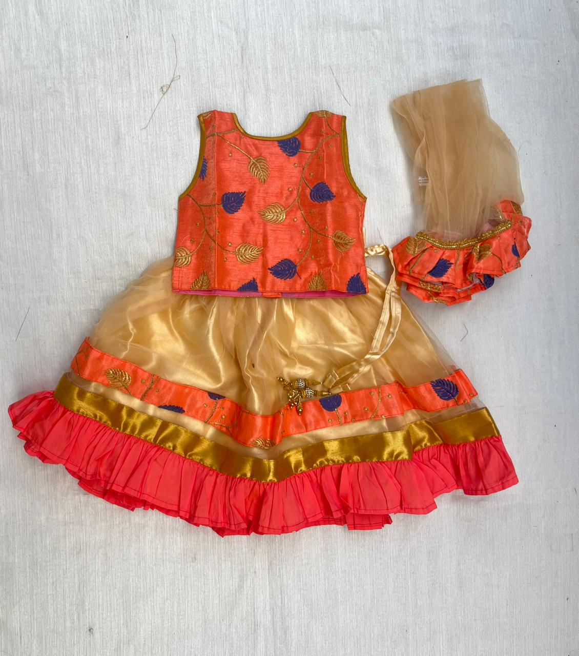 Sandel With Orange Sequence Embroidery tops Lehenga Choli LC105 - Prince N Princess