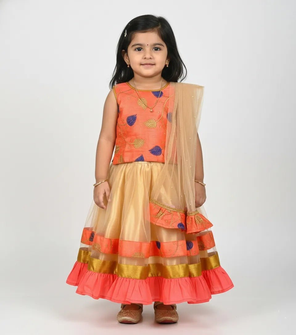 Sandel With Orange Sequence Embroidery tops Lehenga Choli LC105 - Prince N Princess