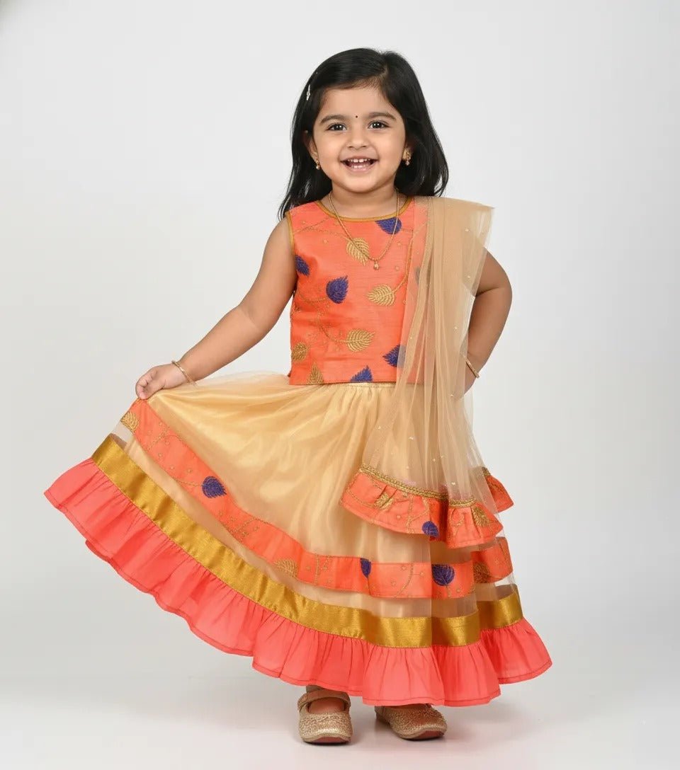Sandel With Orange Sequence Embroidery tops Lehenga Choli LC105 - Prince N Princess
