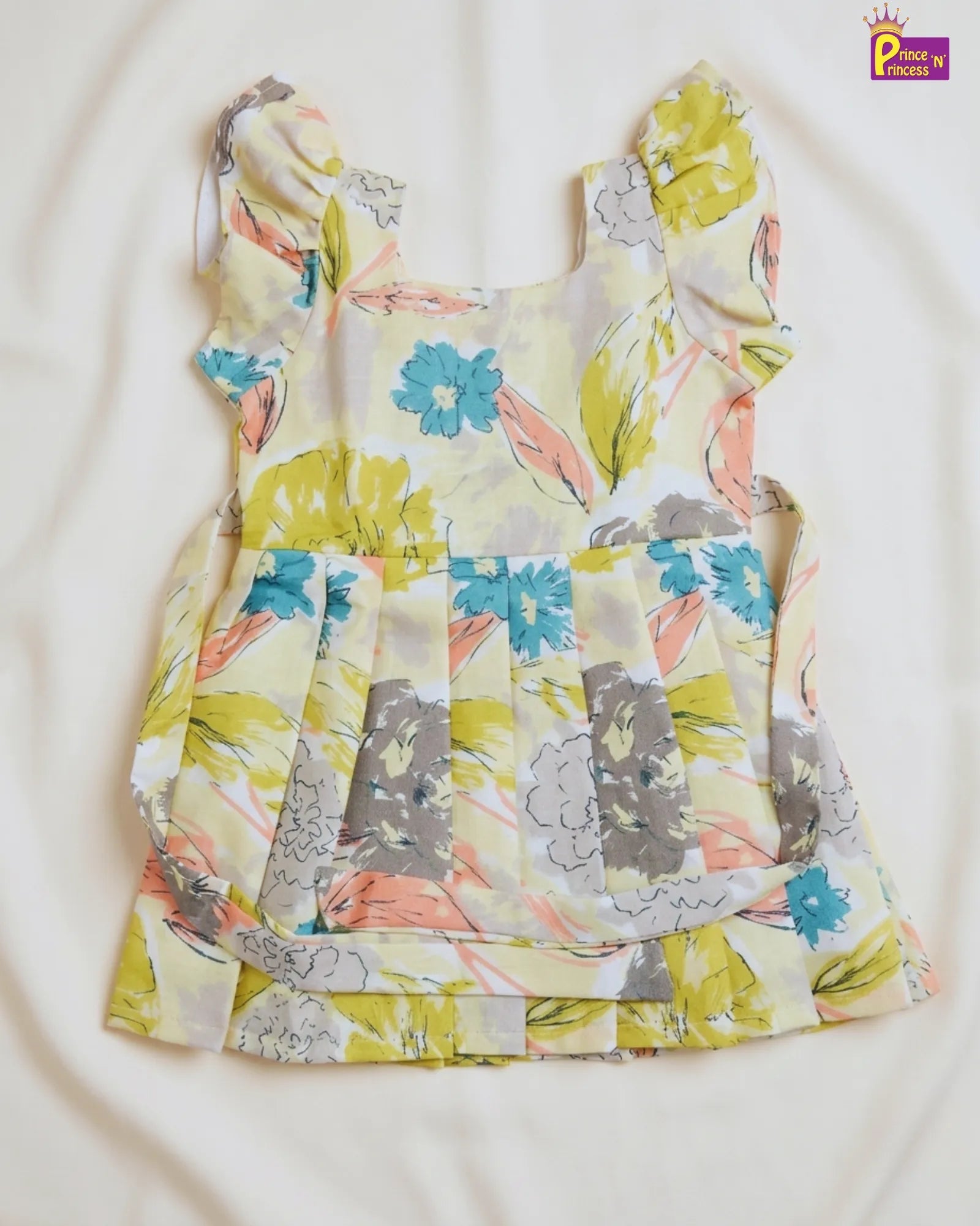 Floral dress with colorful patterns on a white background
