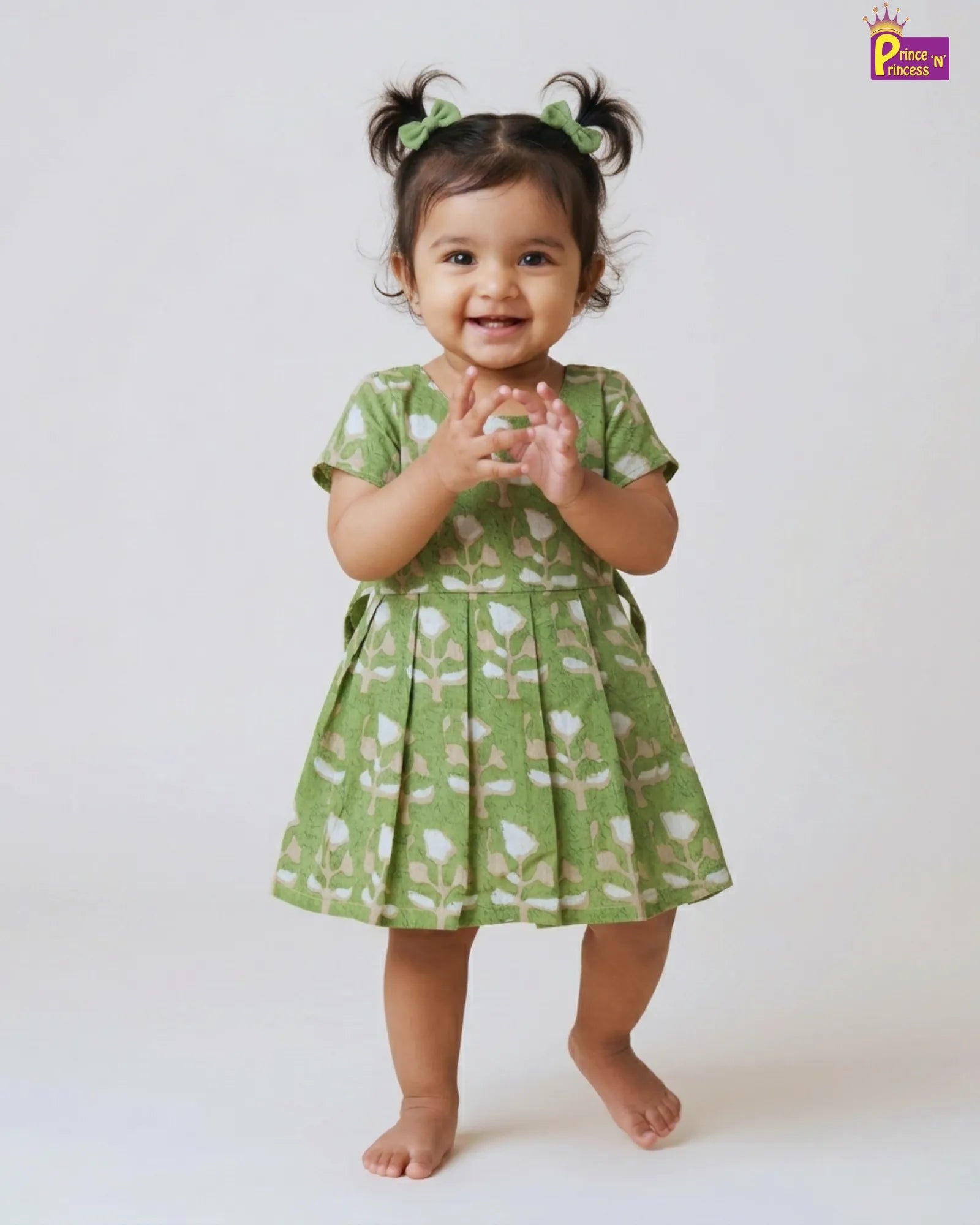 Green Floral Cotton Frock for Baby Girls Summer Wear S Green Floral Cotton Frock for Baby Girls Summer Wear S