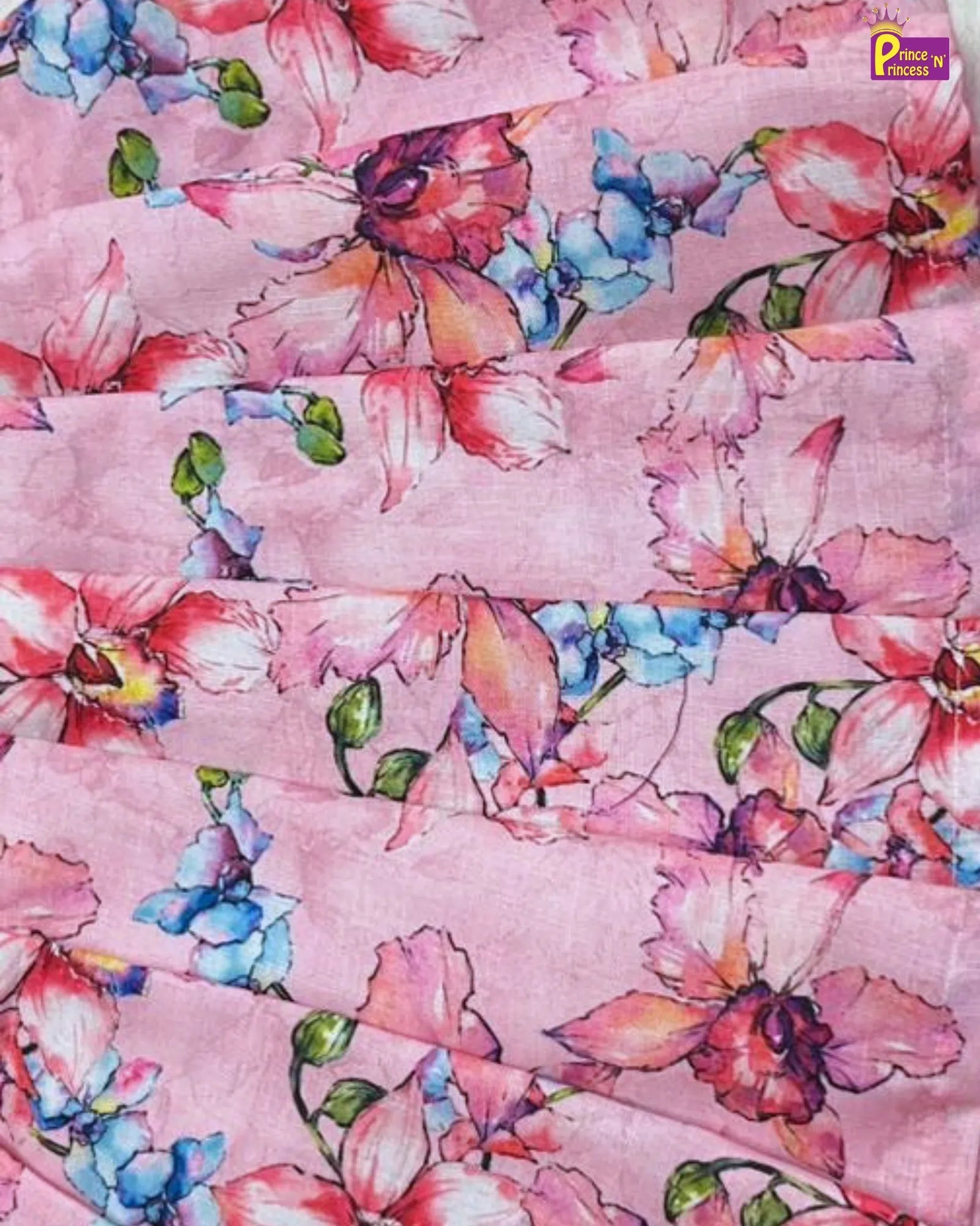 Floral fabric pattern with pink background