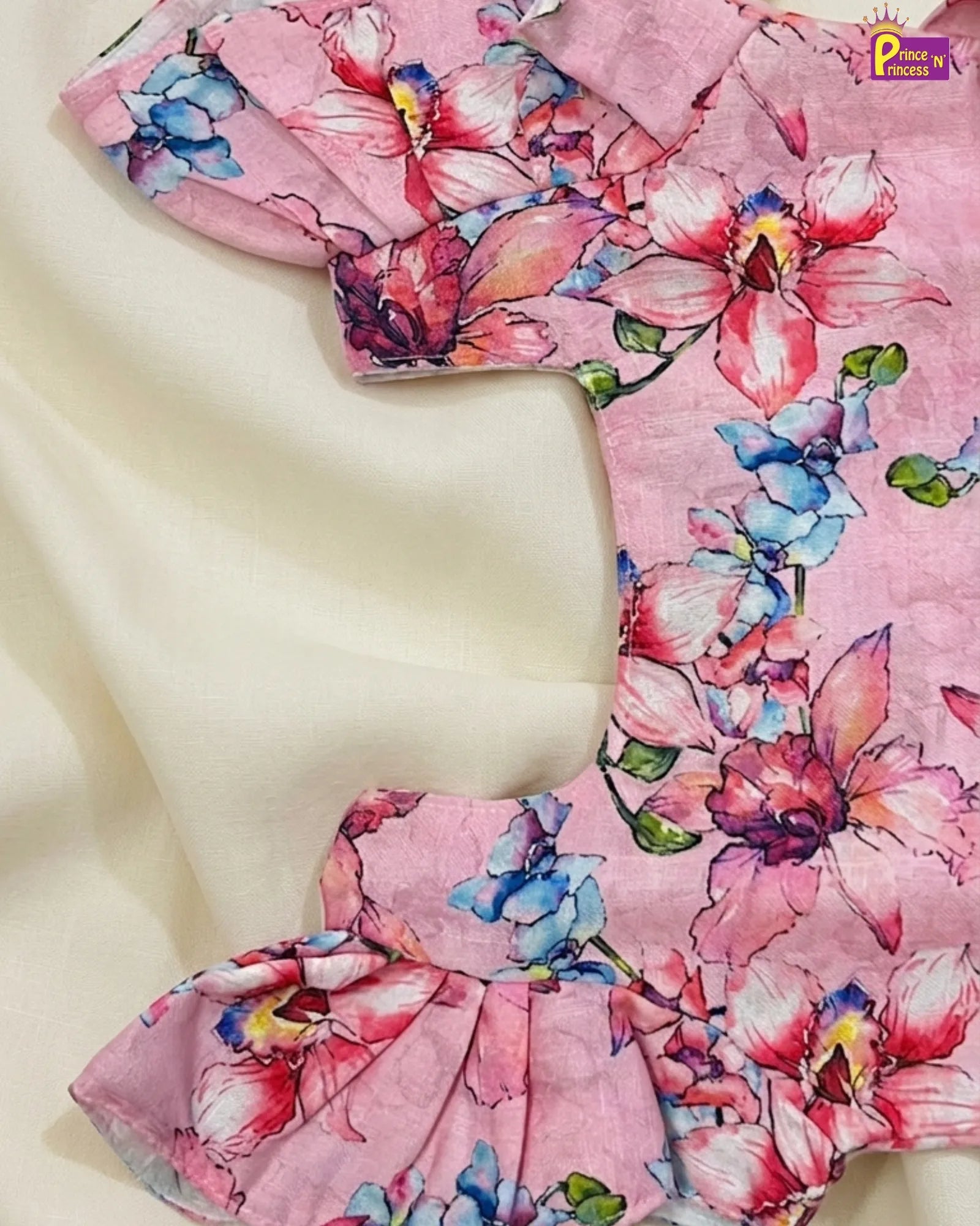 Baby girl wearing pink floral summer cotton frock casual kids outfit for outings and playtime