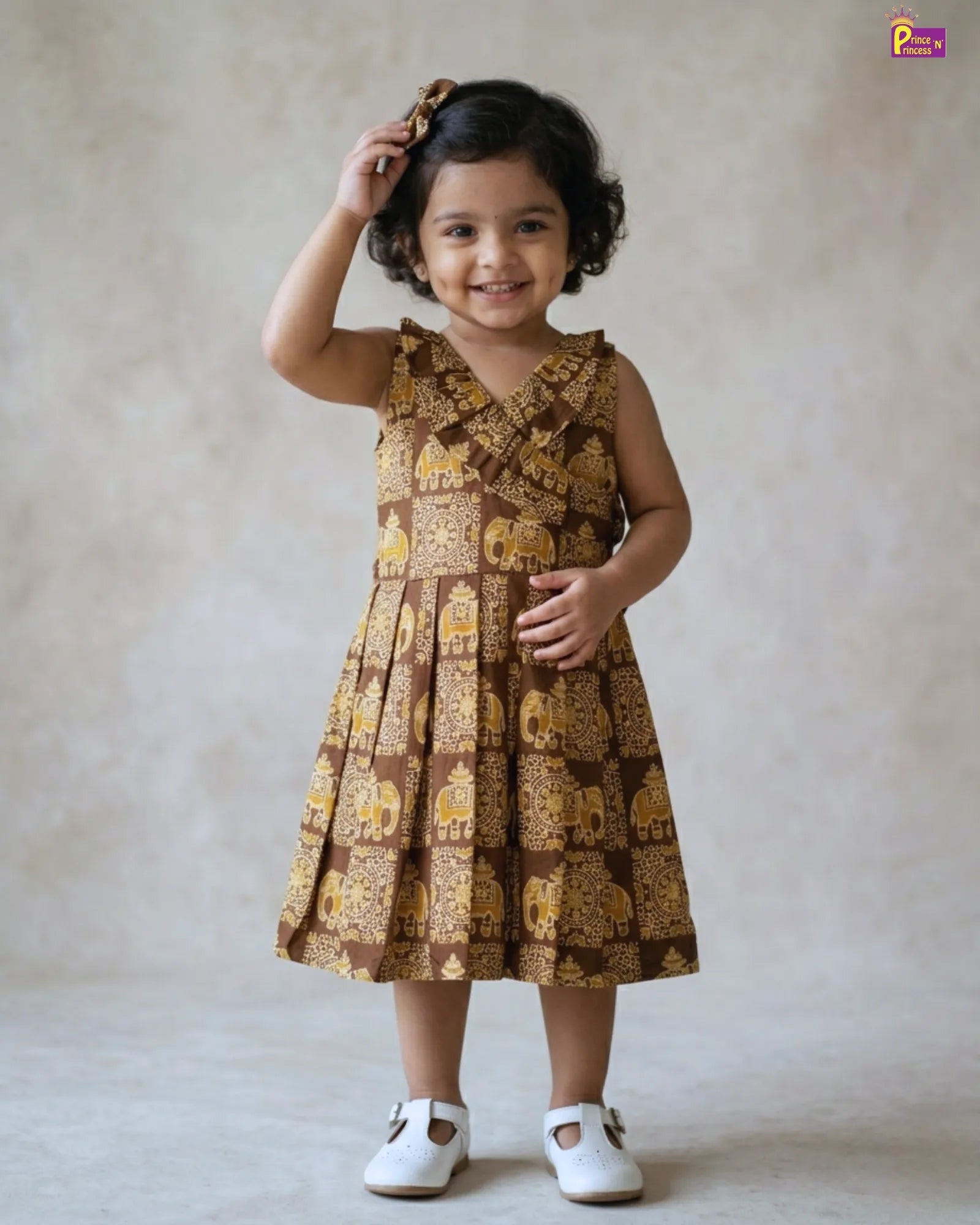 Elephant Print Cotton Frock for Kids