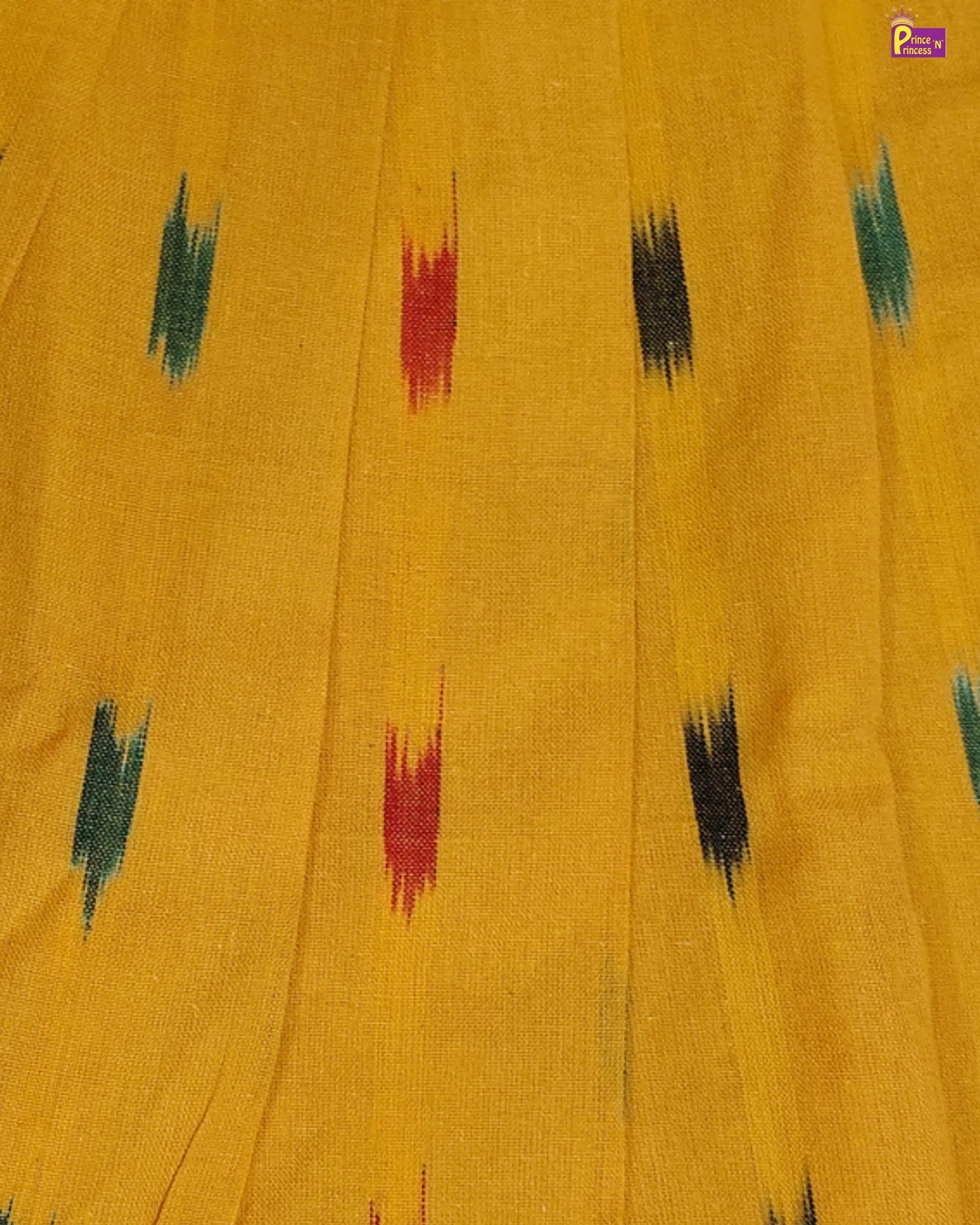 Summer Cotton Frock Yellow Ikat Print Kids Casual Wear Dress CF423 for kids festival wear