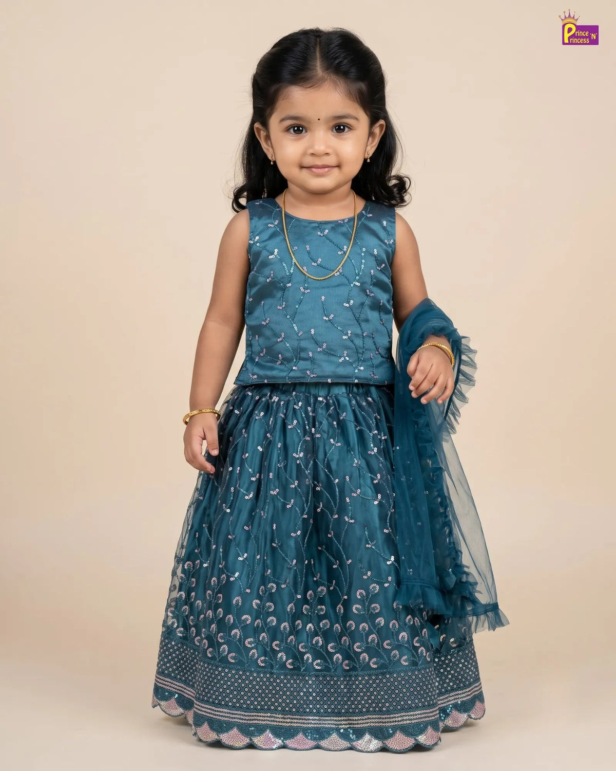 Teal Blue Embroidery Net Lehenga Choli for Girls | Party & Festive Wear LC242 for kids festival wear