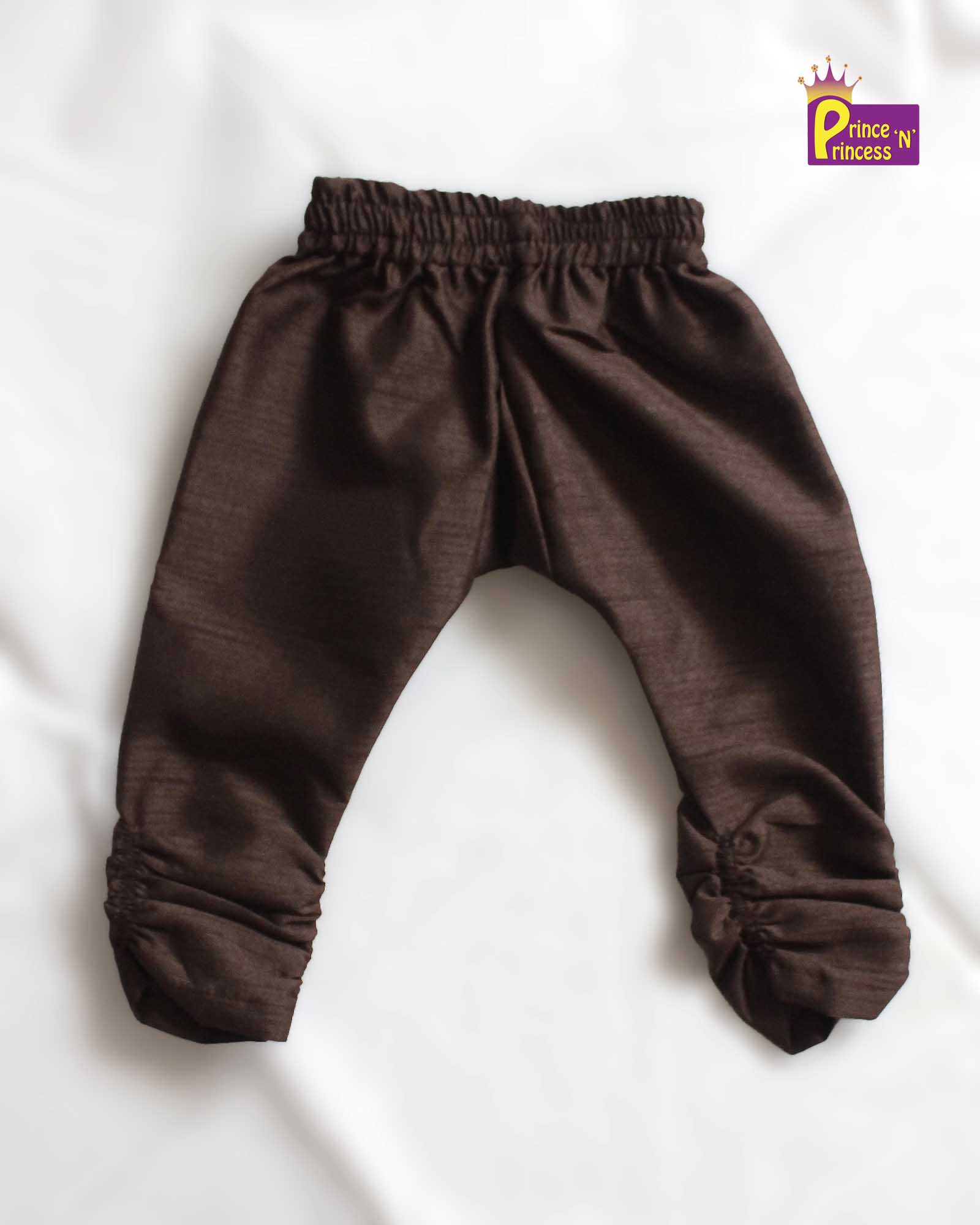 Toddler Boys Coffee Brown Sleeveless Silk Kurta Sandal Pajama KP125 - Prince N Princess