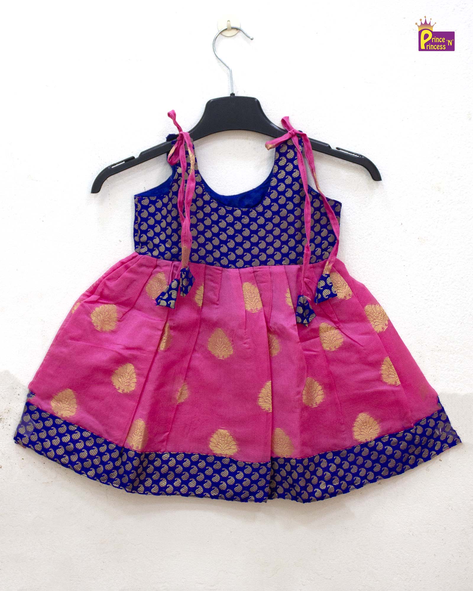 Toddlers Blue & Pink Silk Pattu Frock LF1449 - Prince N Princess