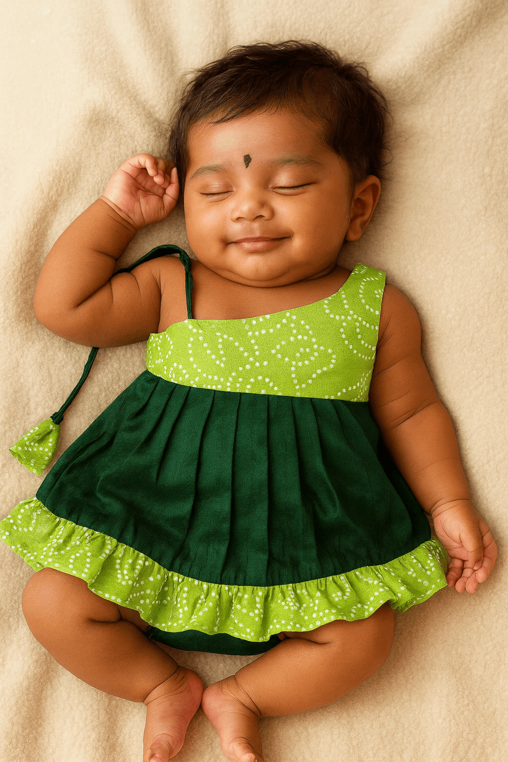 Toddlers Green Knot Frock LF536 - Prince N Princess