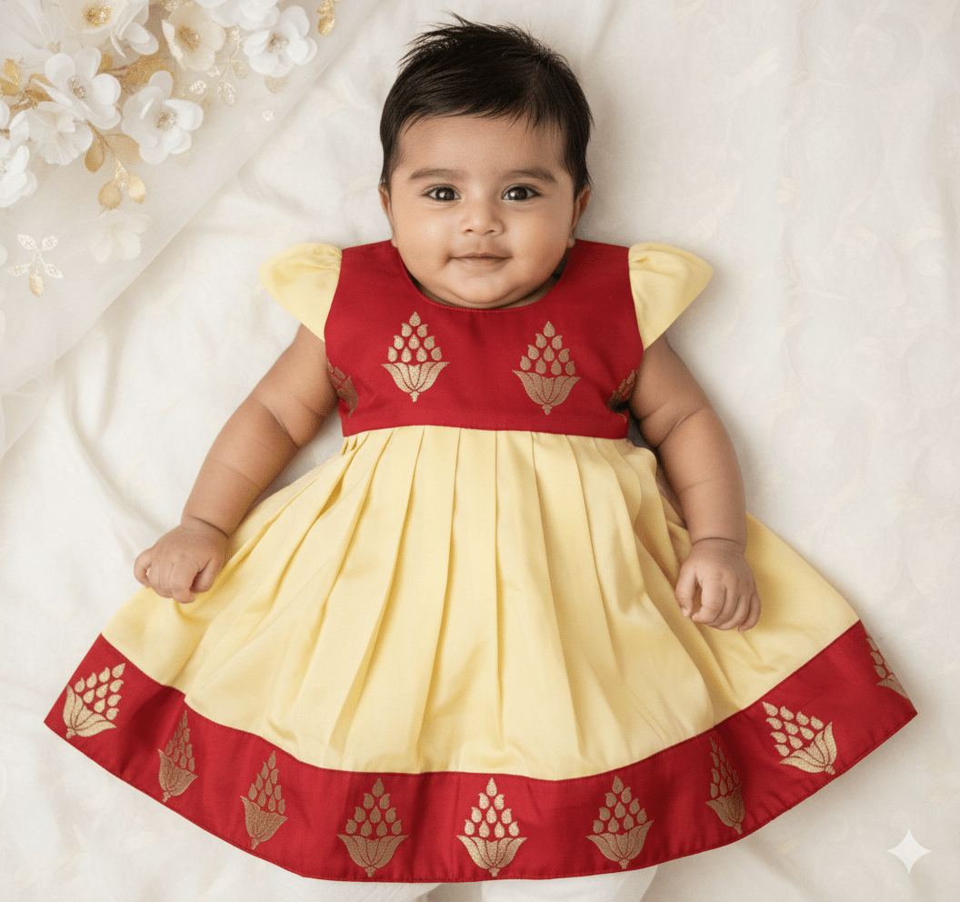 Toddlers Navy Blue Green Raw Silk Pattu Frock LF1509 - Prince N Princess