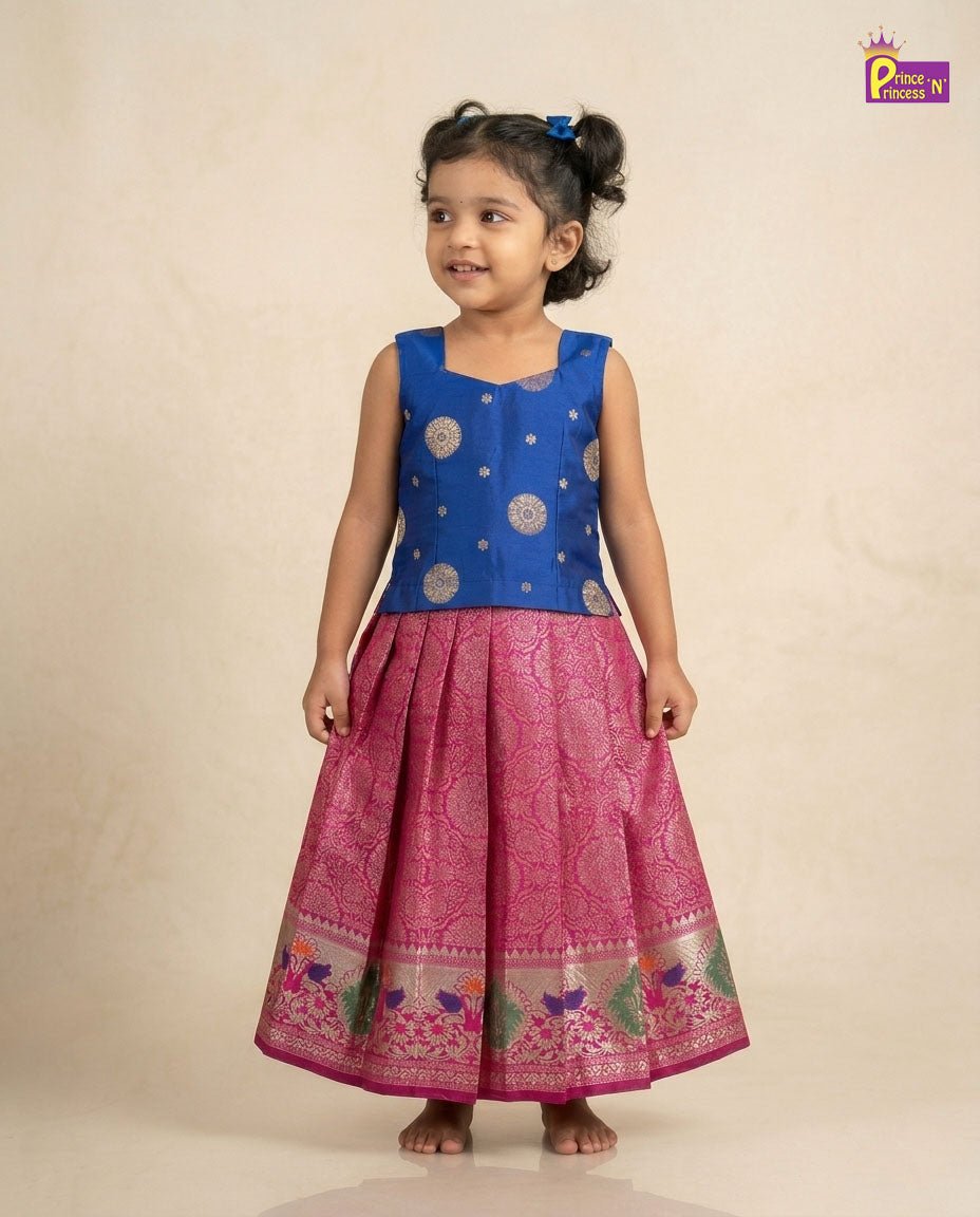 Toddlers Pattu Pavadai Pepsi Blue & Pink PPP1809 for kids festival wear