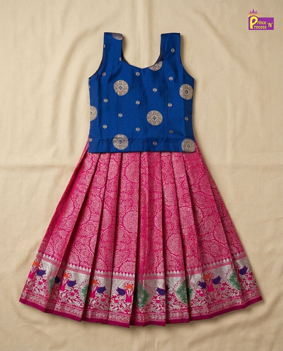Toddlers Pattu Pavadai Pepsi Blue & Pink PPP1809 for kids festival wear