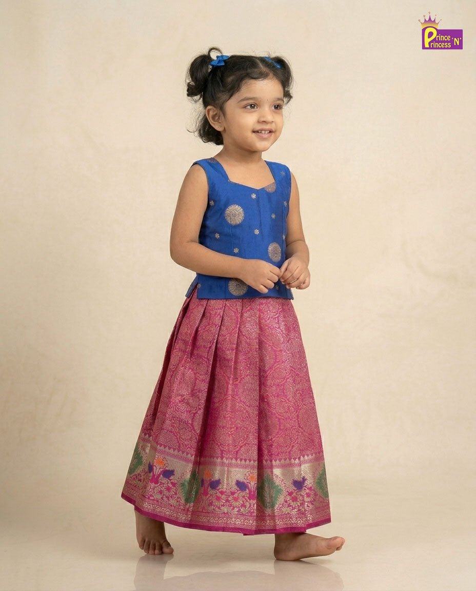 Toddlers Pattu Pavadai Pepsi Blue & Pink PPP1809 for kids festival wear