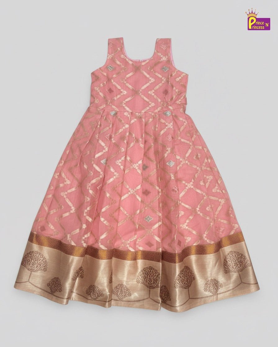 Traditional Blue Pink Banarasi Long Gown PG459 - Prince N Princess
