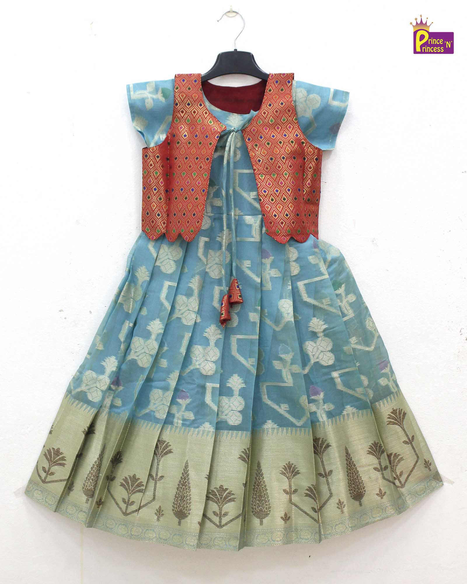 Traditional Blue Red Coat Gown PG504 - Prince N Princess