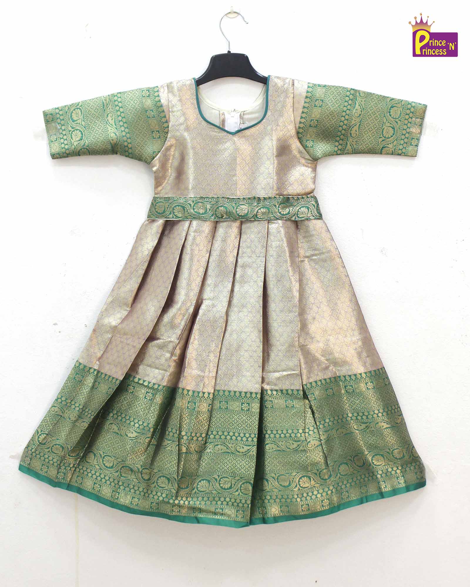 Traditional Green Long gown with hip belt PG513 - Prince N Princess
