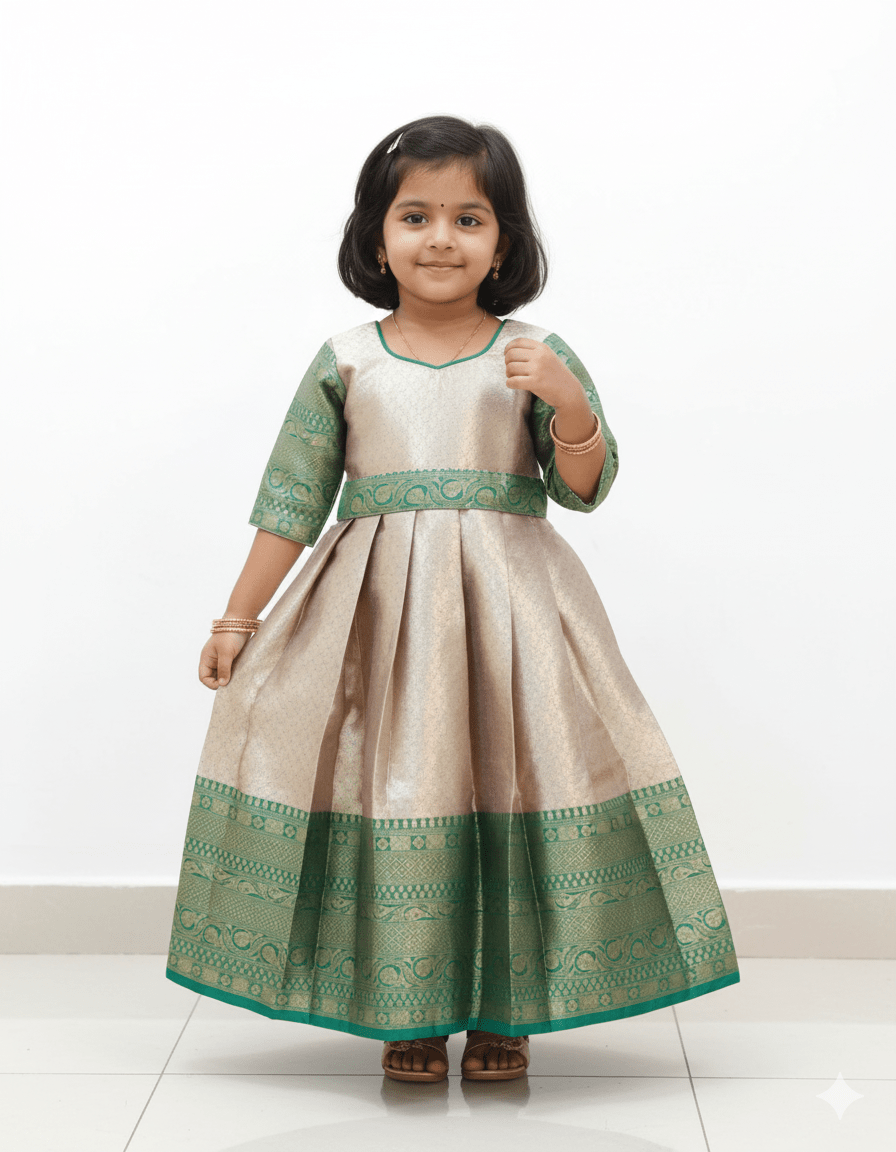 Traditional Green Long gown with hip belt PG513 - Prince N Princess