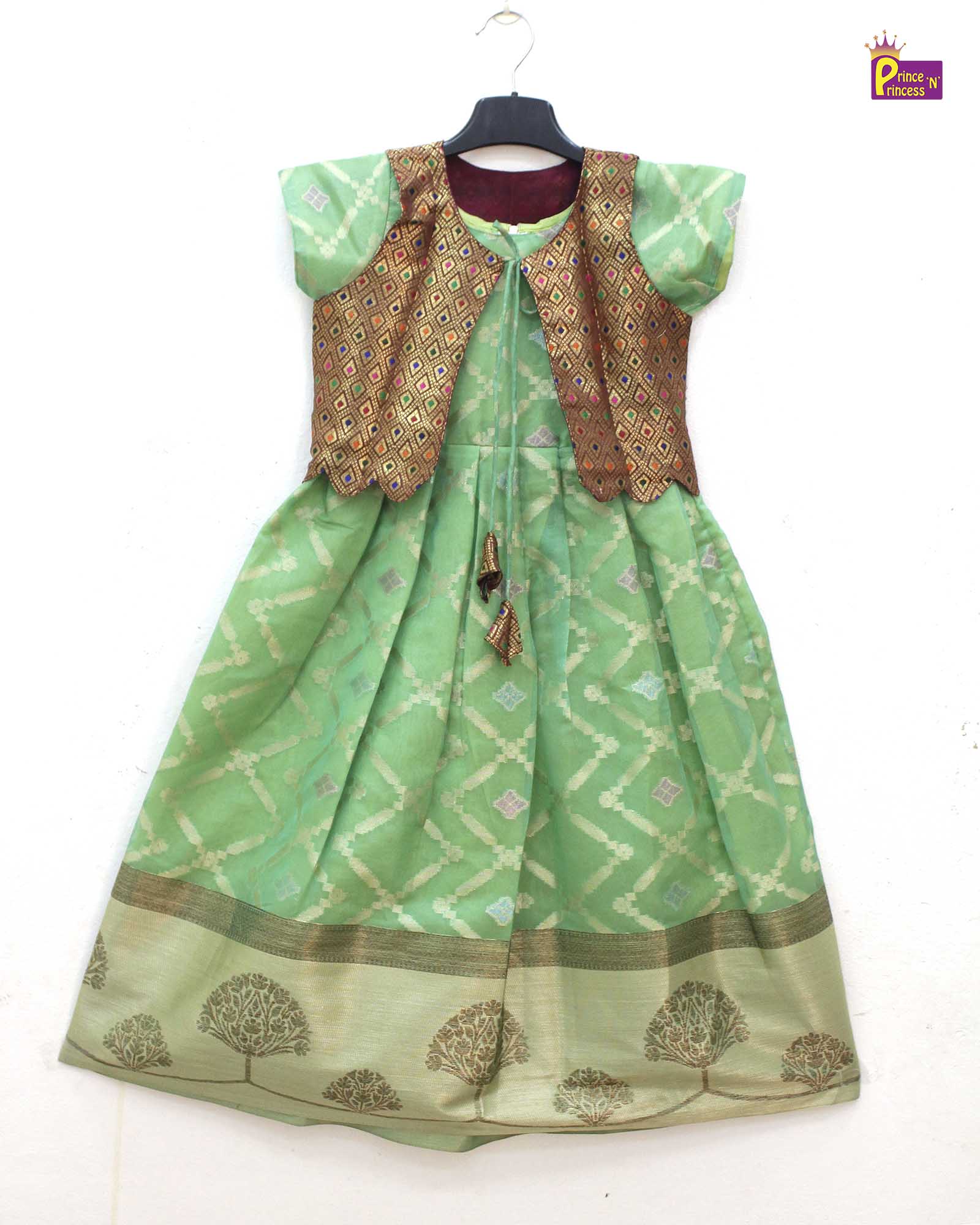 Traditional Green Maroon Coat Gown PG552 - Prince N Princess