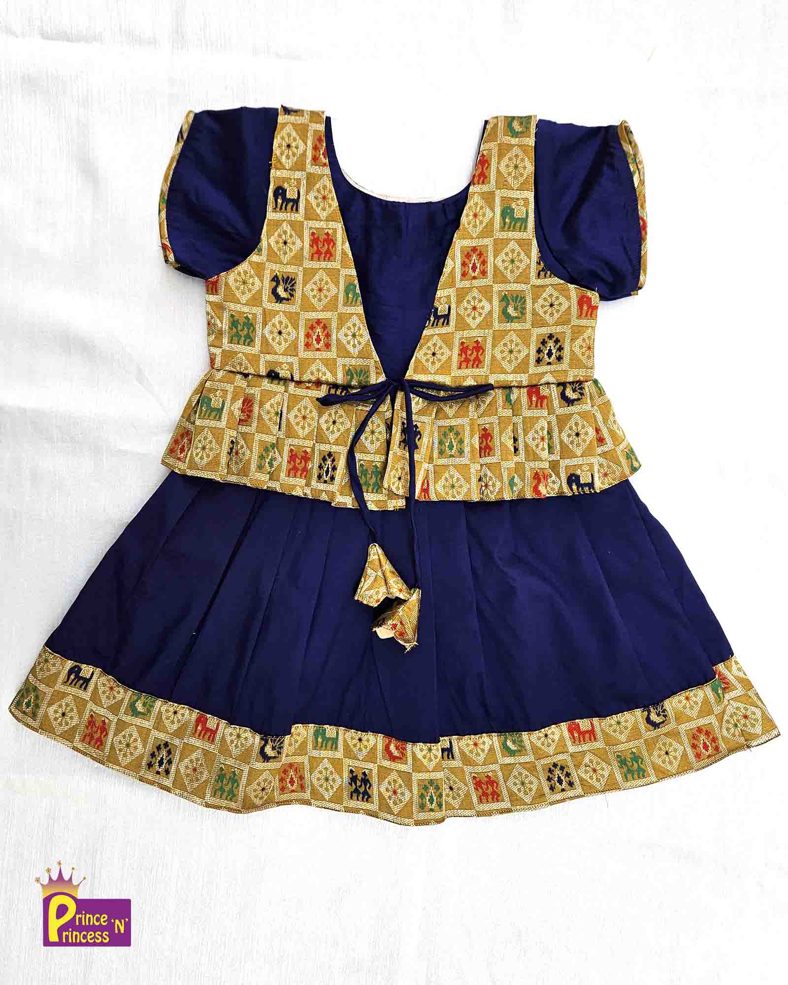 Traditional Navy Golden Coat Gown PG450 - Prince N Princess