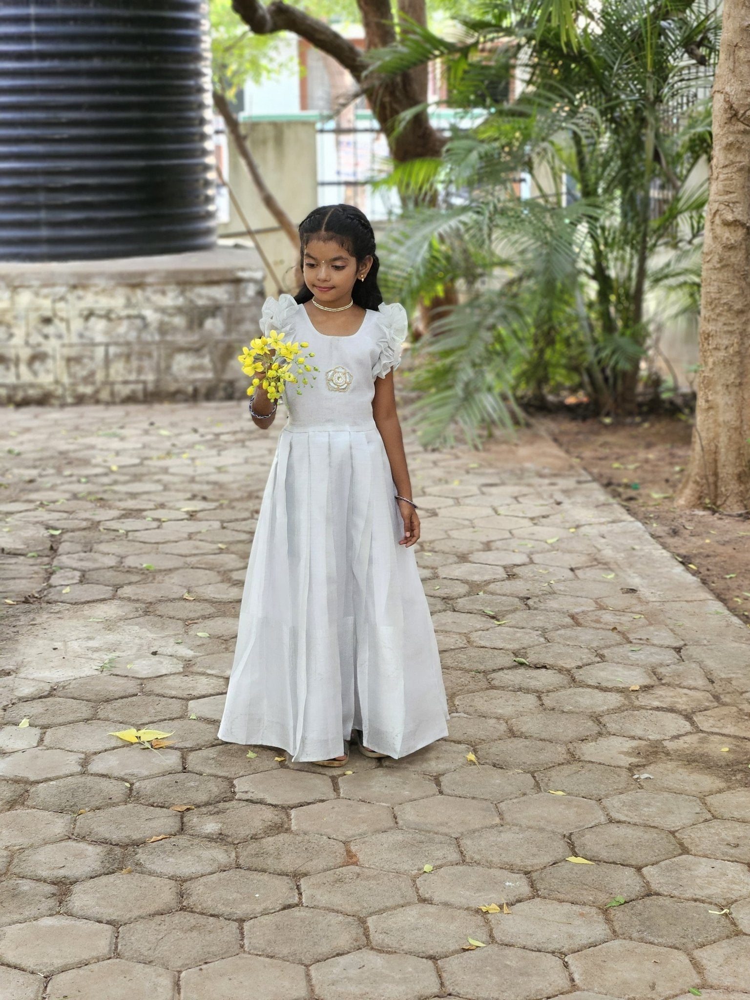 Traditional Silver Long gown PG456 - Prince N Princess