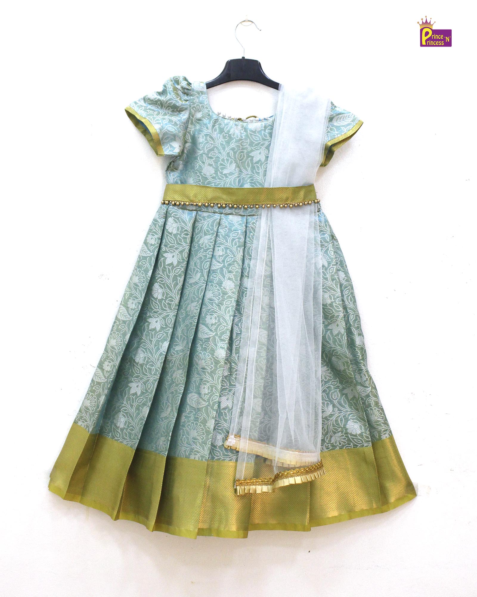 Traditional Sky Blue Long gown with hip belt PG550 - Prince N Princess