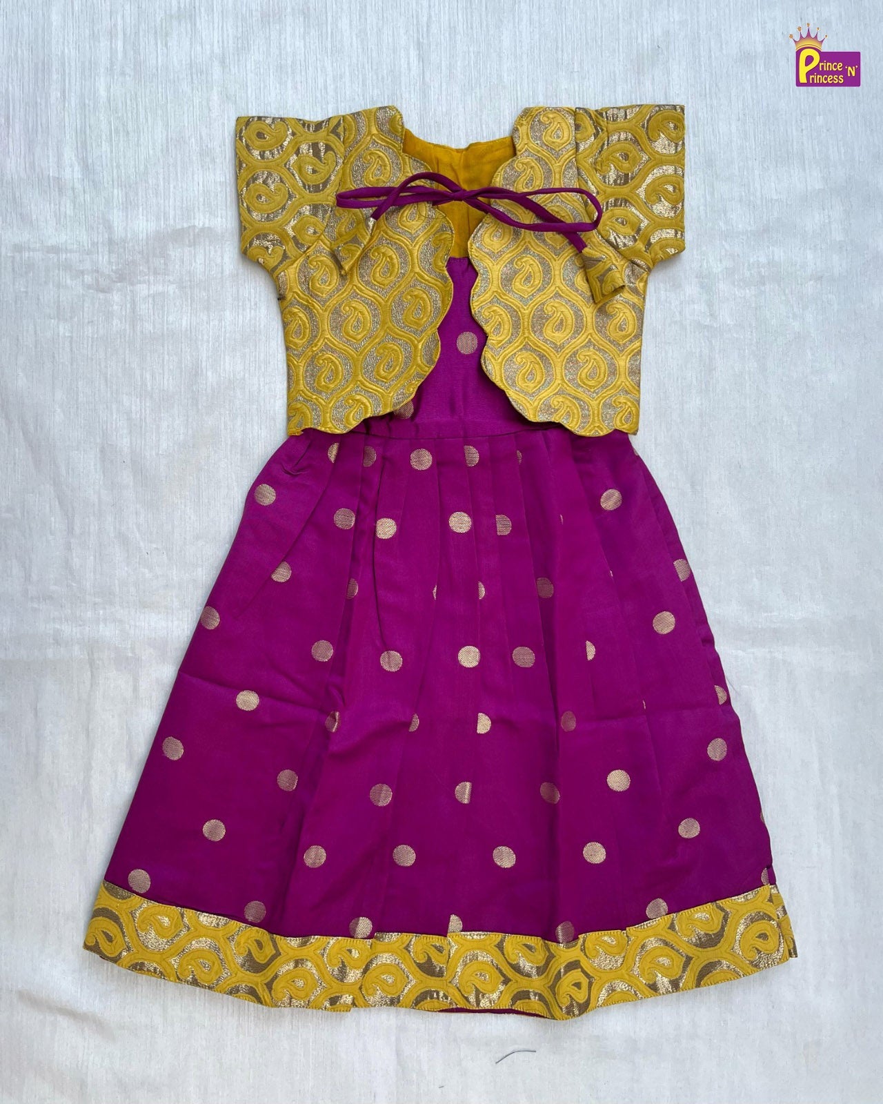 Traditional Yellow Coat Purple Gown PG432 - Prince N Princess