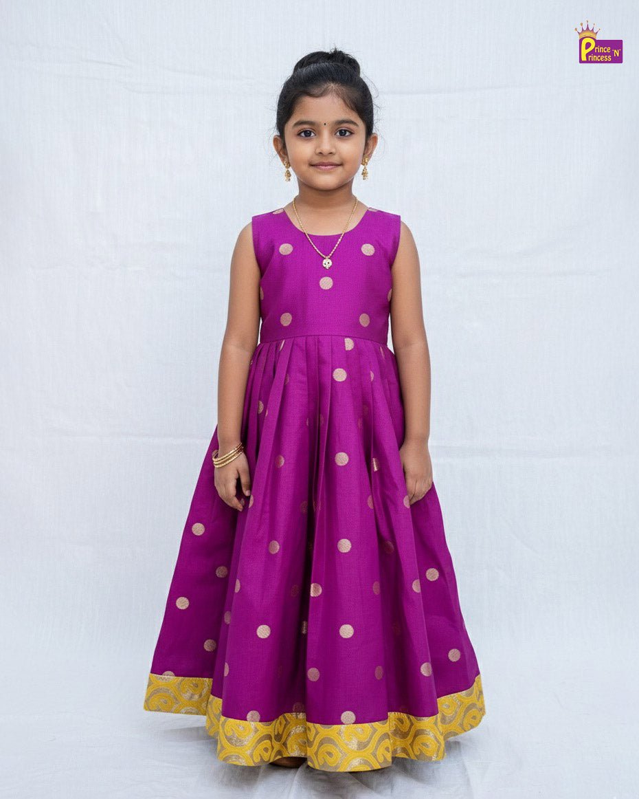 Traditional Yellow Coat Purple Gown PG432 - Prince N Princess