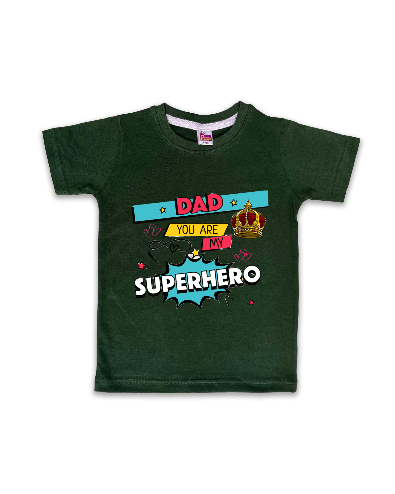 Unisex T-Shirts Half Sleeve (Dark Green) FTS012 - Prince N Princess