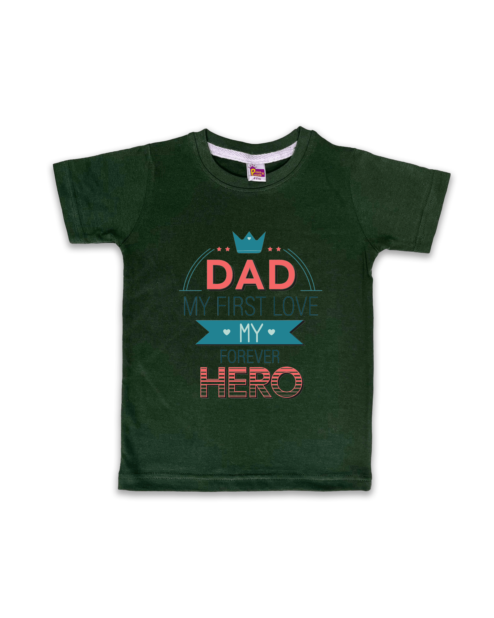 Unisex T-Shirts Half Sleeve (Dark Green) FTS022 - Prince N Princess