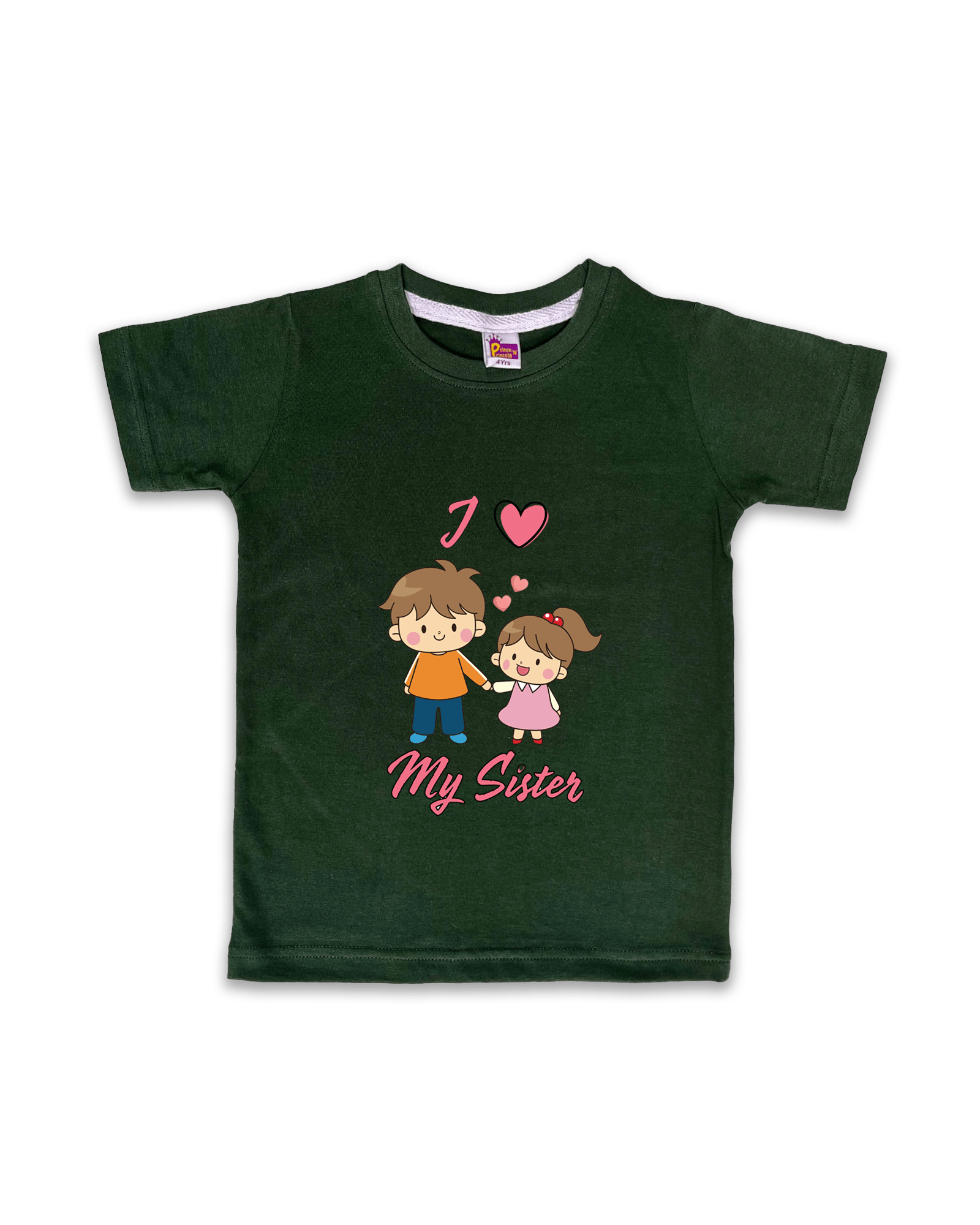 Unisex T-Shirts Half Sleeve (Dark Green) FTS07 - Prince N Princess