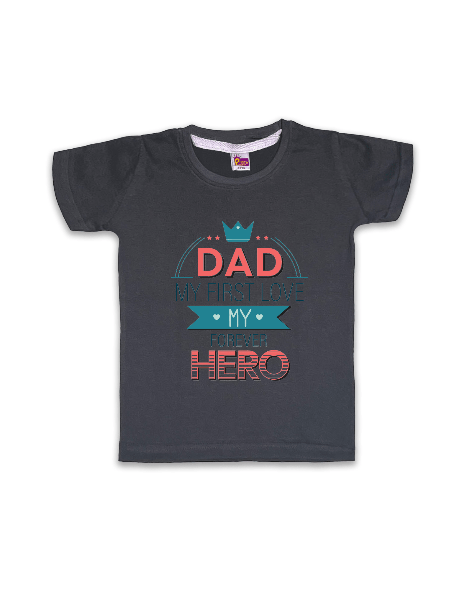 Unisex T-Shirts Half Sleeve (Dark Grey) FTS028 - Prince N Princess