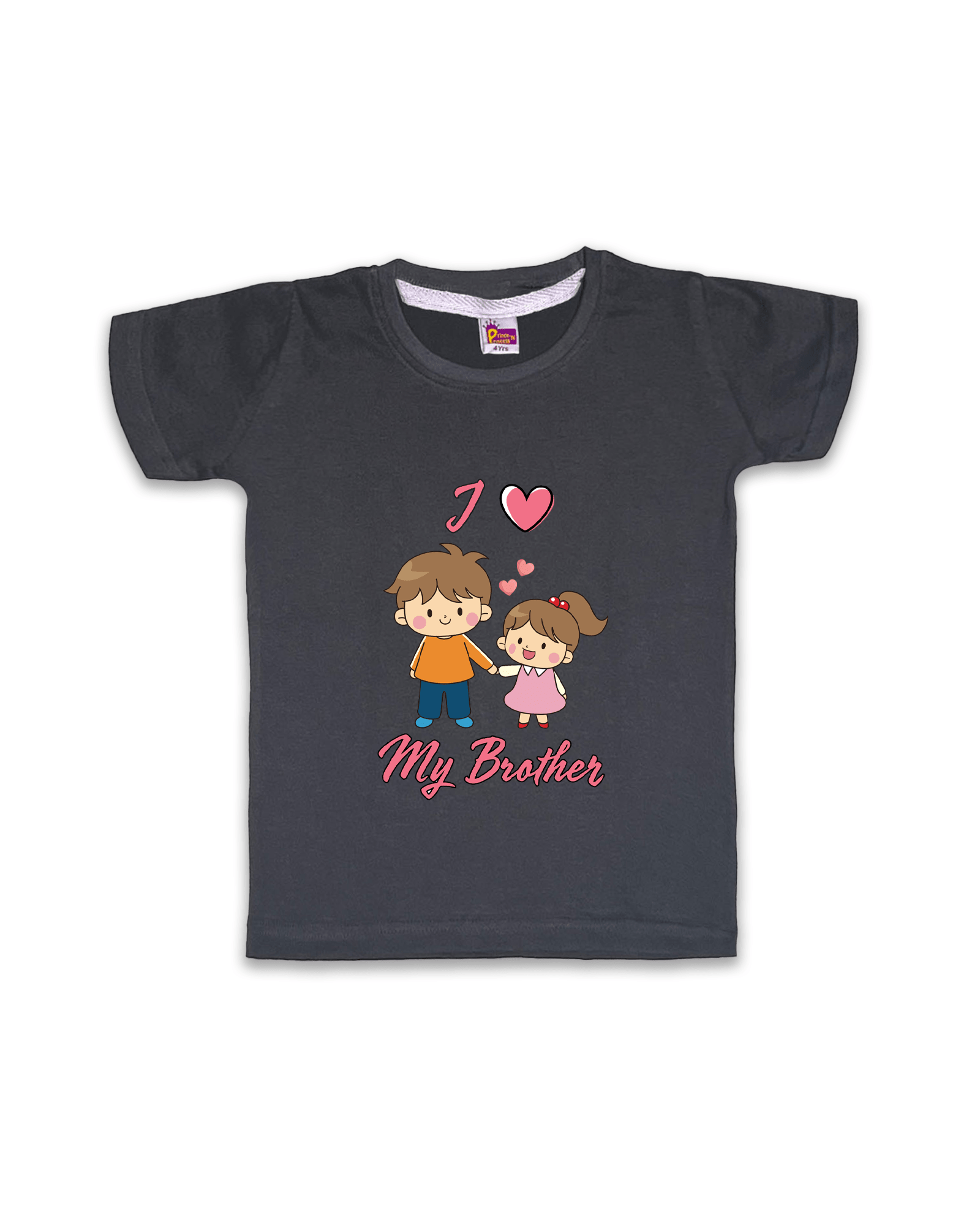 Unisex T-Shirts Half Sleeve (Dark Grey) FTS048 - Prince N Princess
