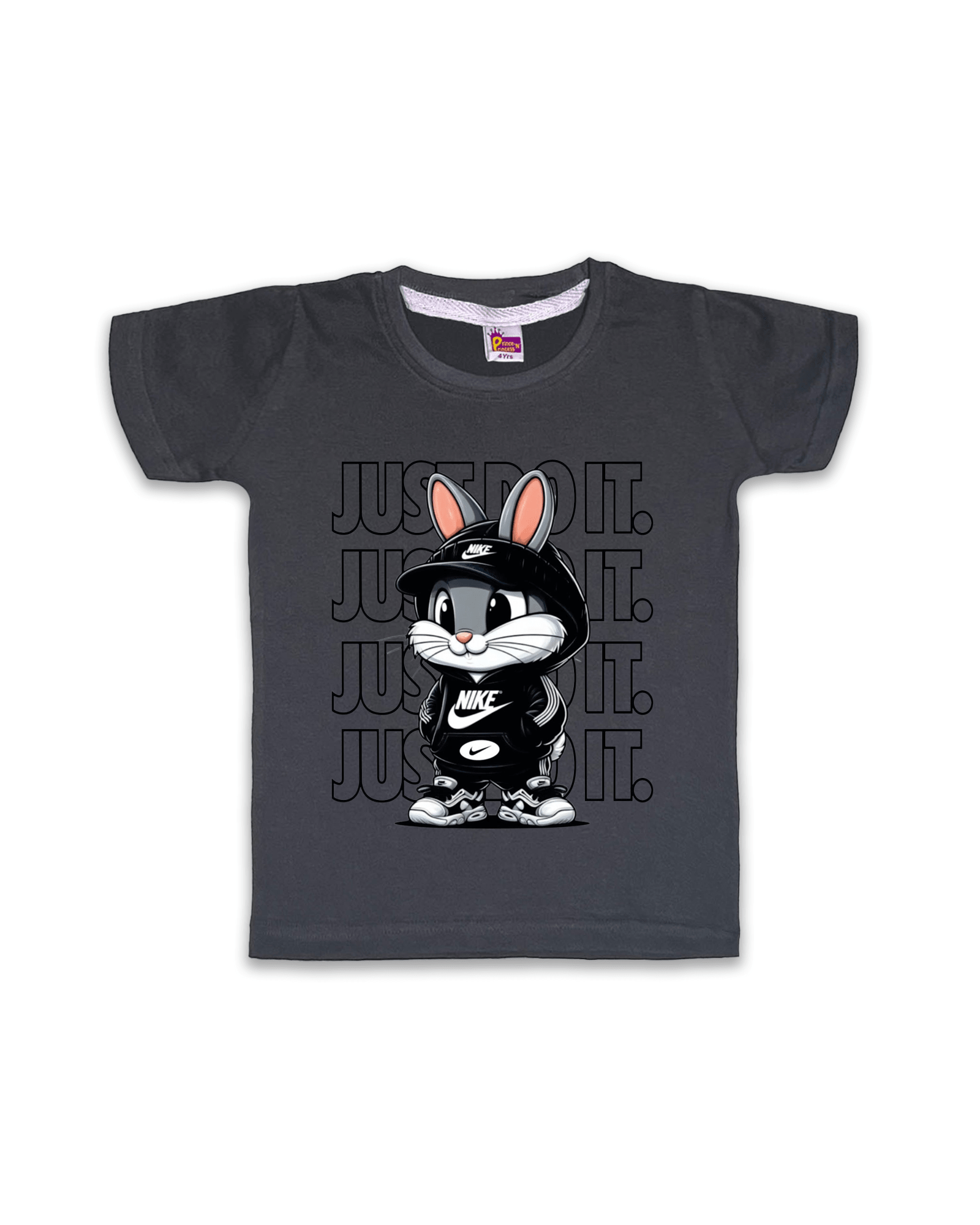 Unisex T-Shirts Half Sleeve (Dark Grey) FTS049 - Prince N Princess