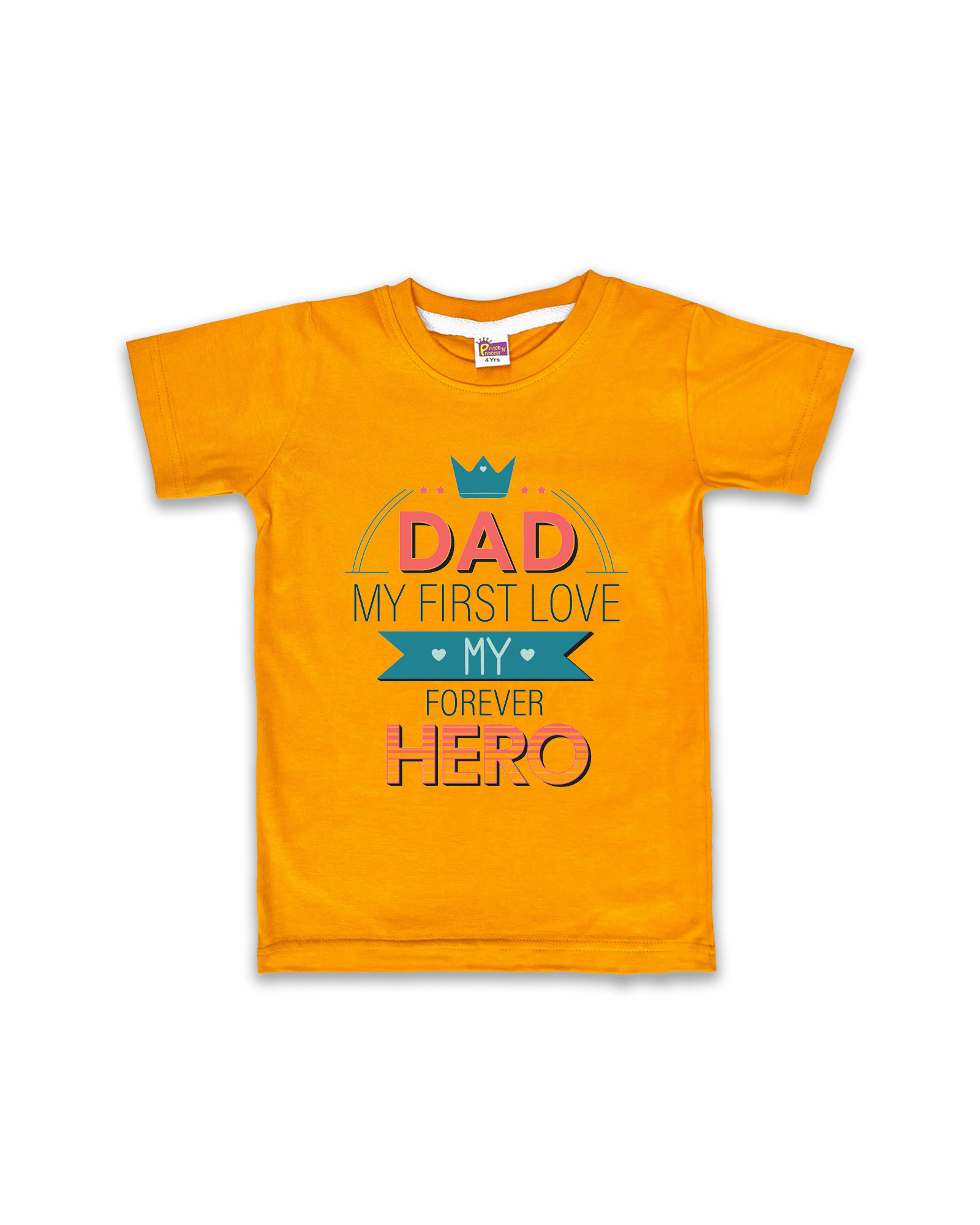 Unisex T-Shirts Half Sleeve (Mustard) FTS052 - Prince N Princess