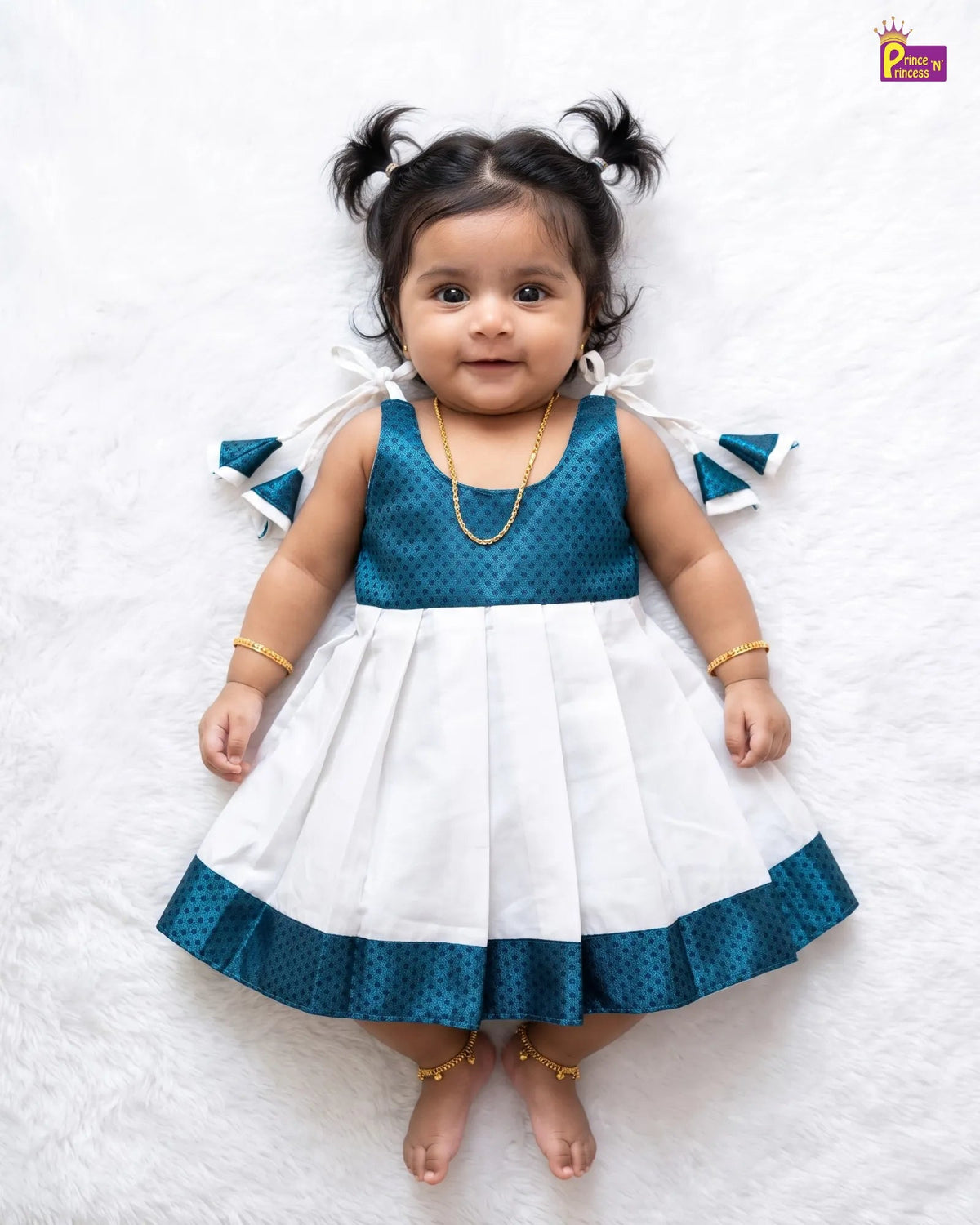 White Raw Silk Newborn Lakshana Frock - Naming Ceremony Dress LF2088 for kids festival wear