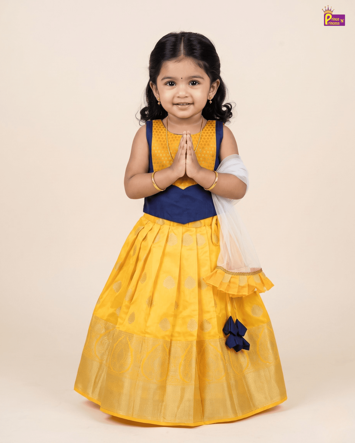 Yellow Pattu Lehenga Choli for Women – Traditional Ethnic Wear for Temple Functions | LC272 for kids festival wear