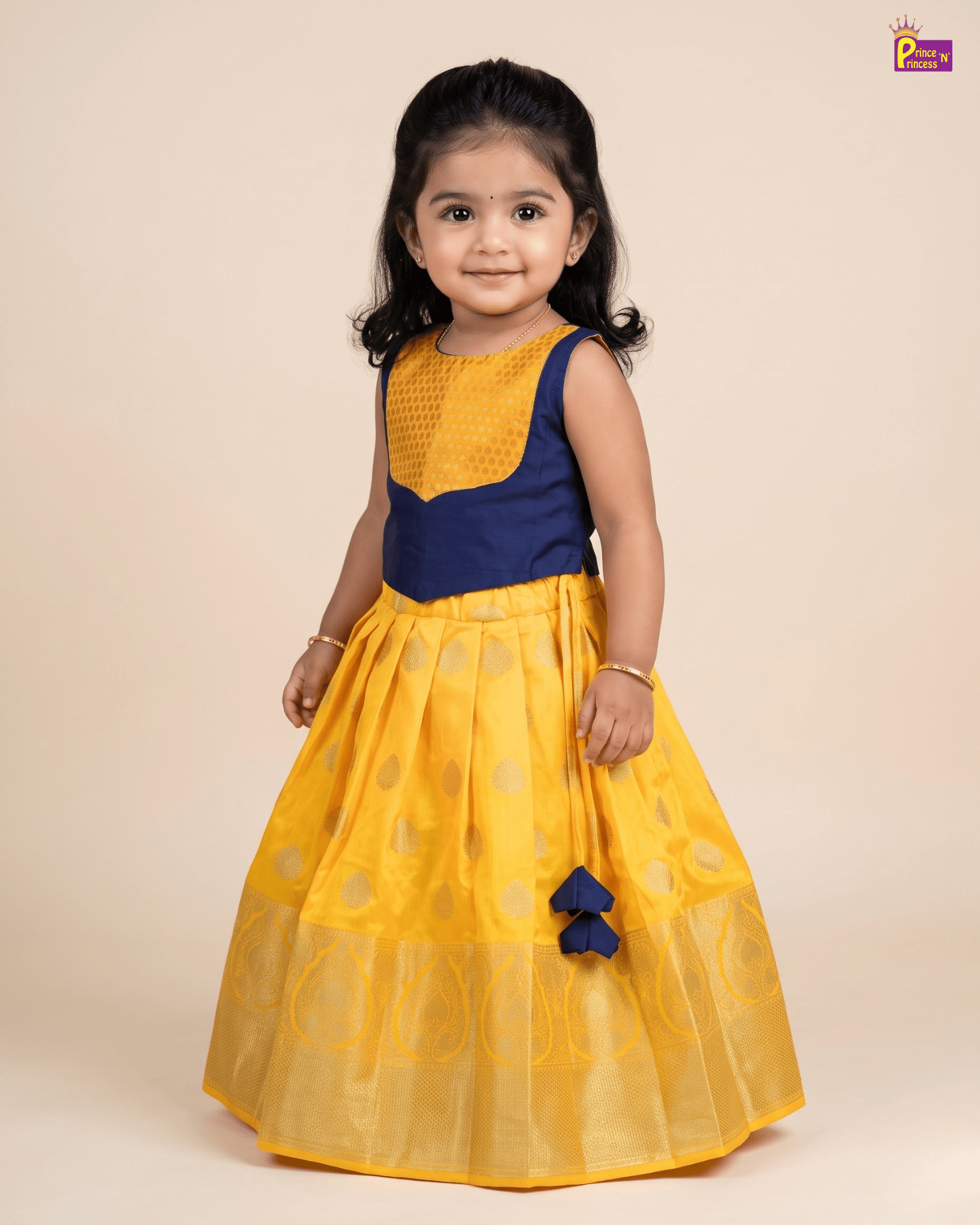 Yellow Pattu Lehenga Choli for Women – Traditional Ethnic Wear for Temple Functions | LC272 for kids festival wear